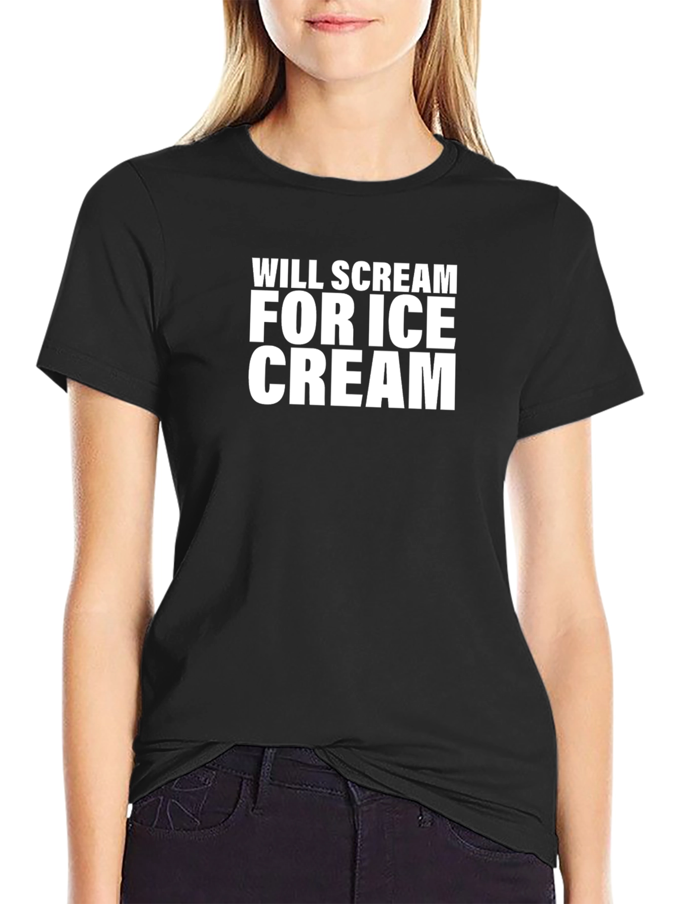 Black Will Scream For Ice Cream Black T-Shirt view 2