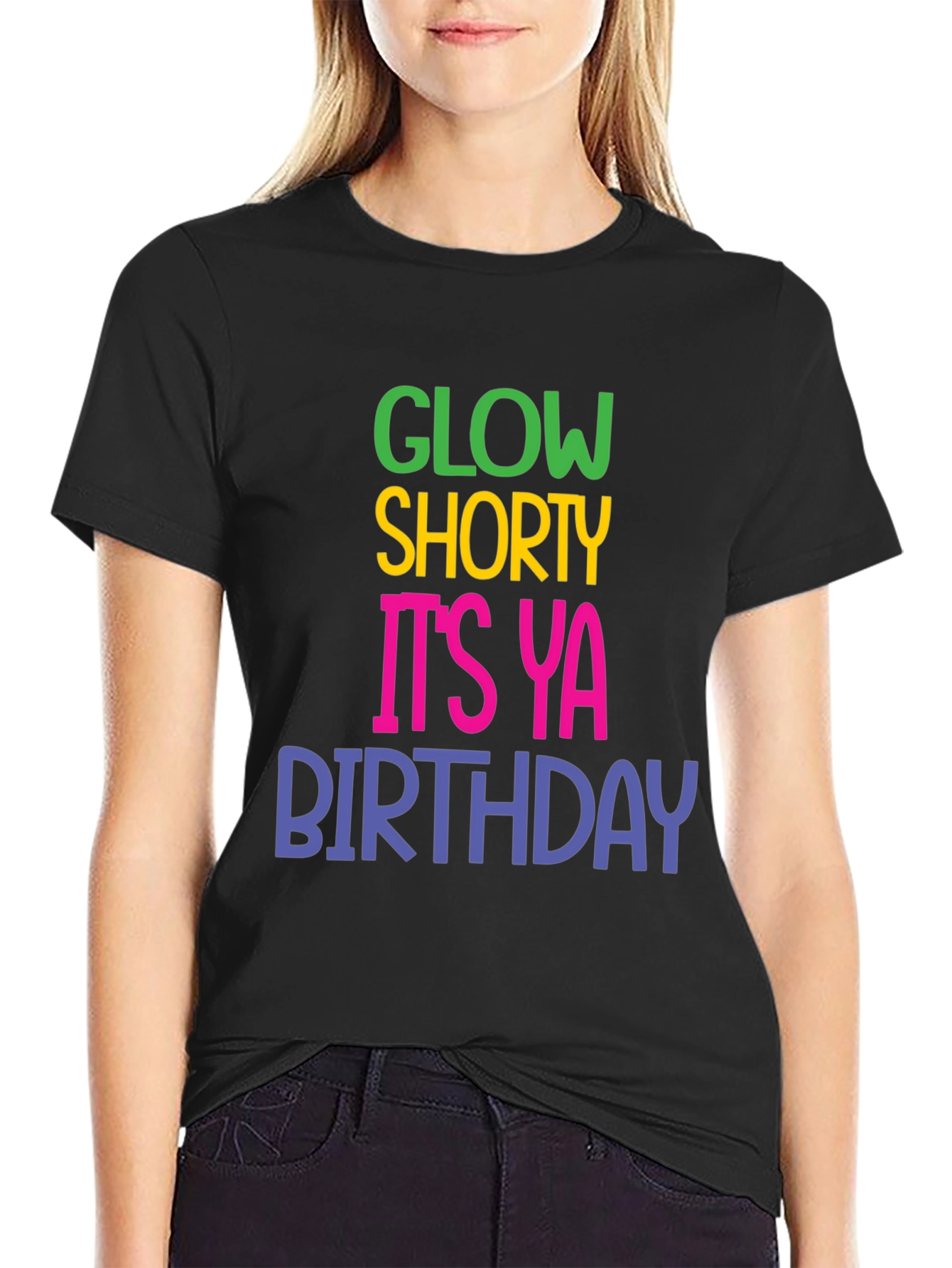 Black Glow Shorty Birthday Graphic T-Shirt view 2