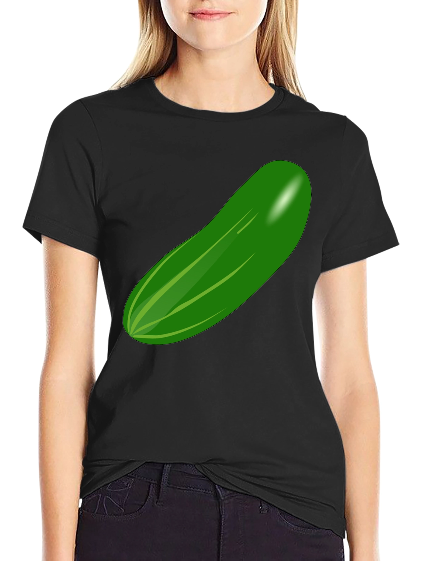 Black Cucumber Graphic T-Shirt - Quirky and Fun Design view 2