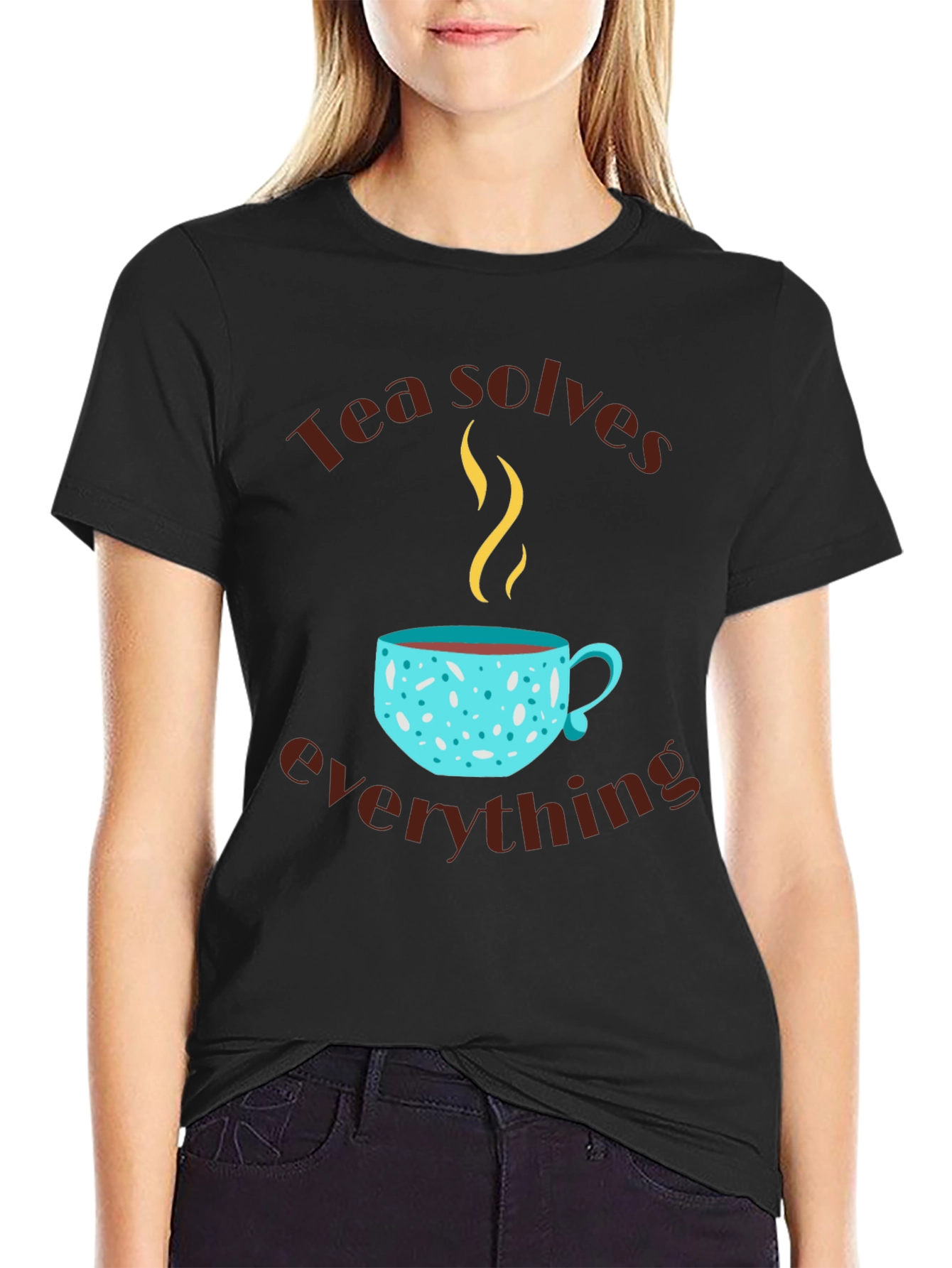 Black Tea Solves Everything Graphic T-Shirt view 2