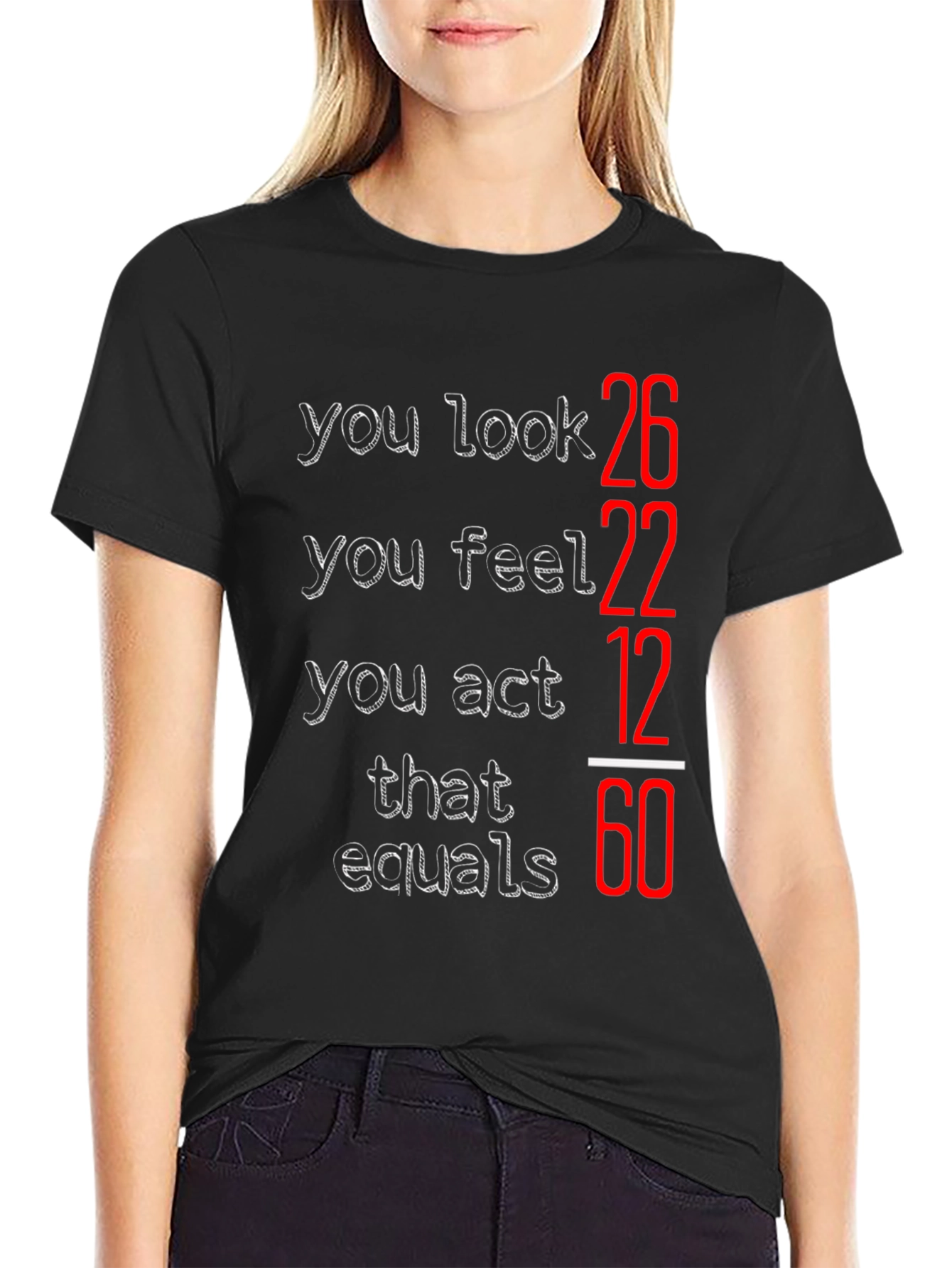 Black Humorous Age Equation Black T-Shirt view 2