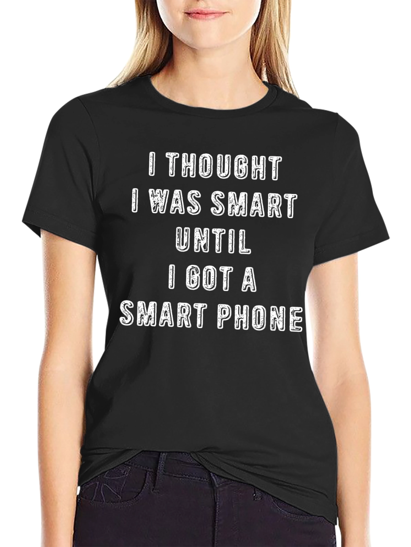 Black Funny Smart Phone T-Shirt view 2