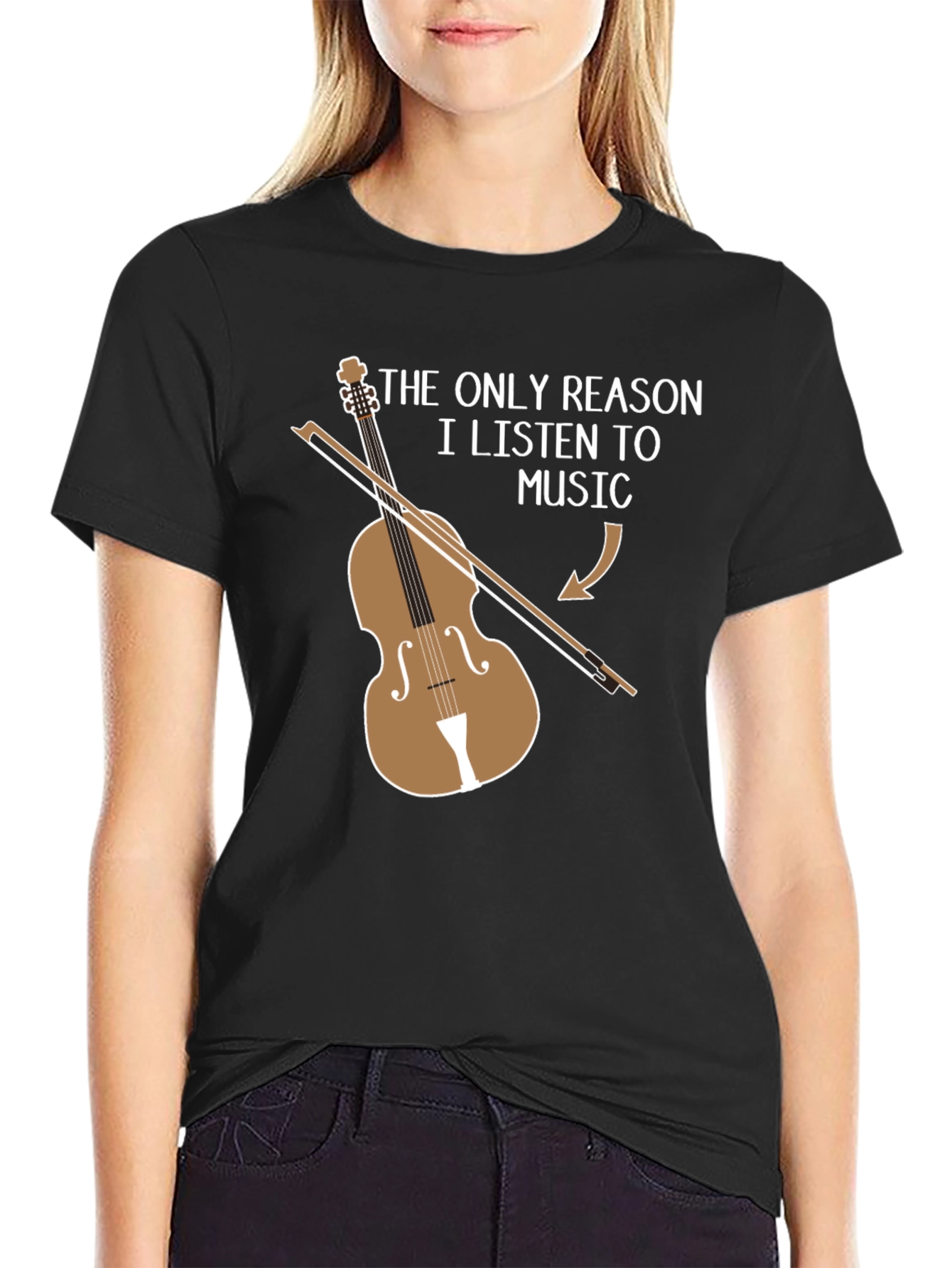 Black Musician's Humorous T-Shirt: Violinist's Reason to Listen view 2