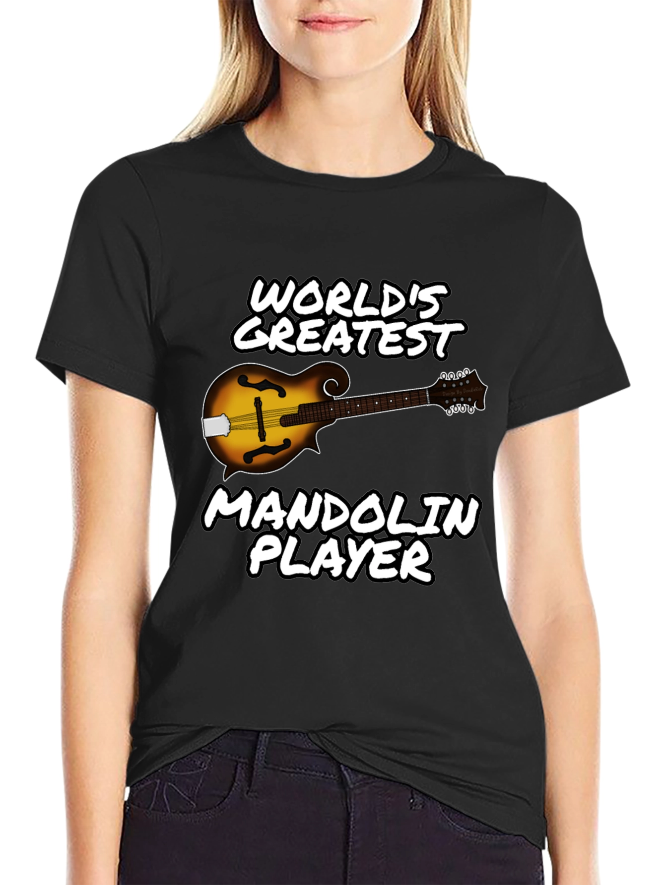 Black World's Greatest Mandolin Player T-Shirt view 2
