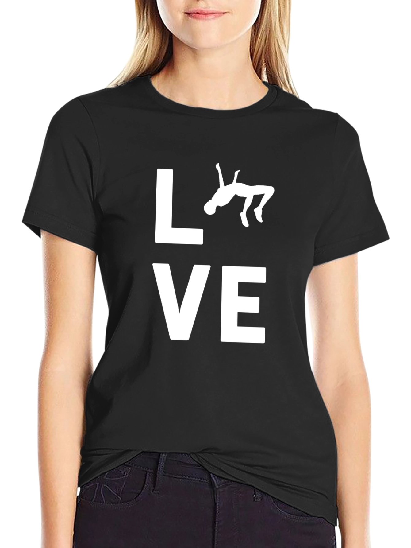 Black Love Gymnastics T-Shirt - Black Cotton Tee view 2