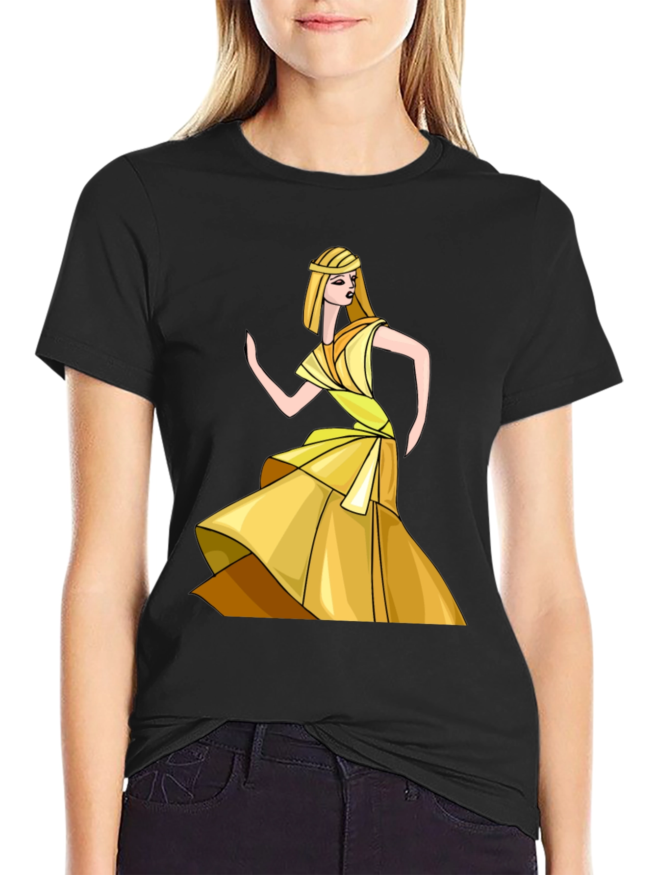 Black Egyptian Queen Graphic Tee - Stylish Black T-Shirt view 2