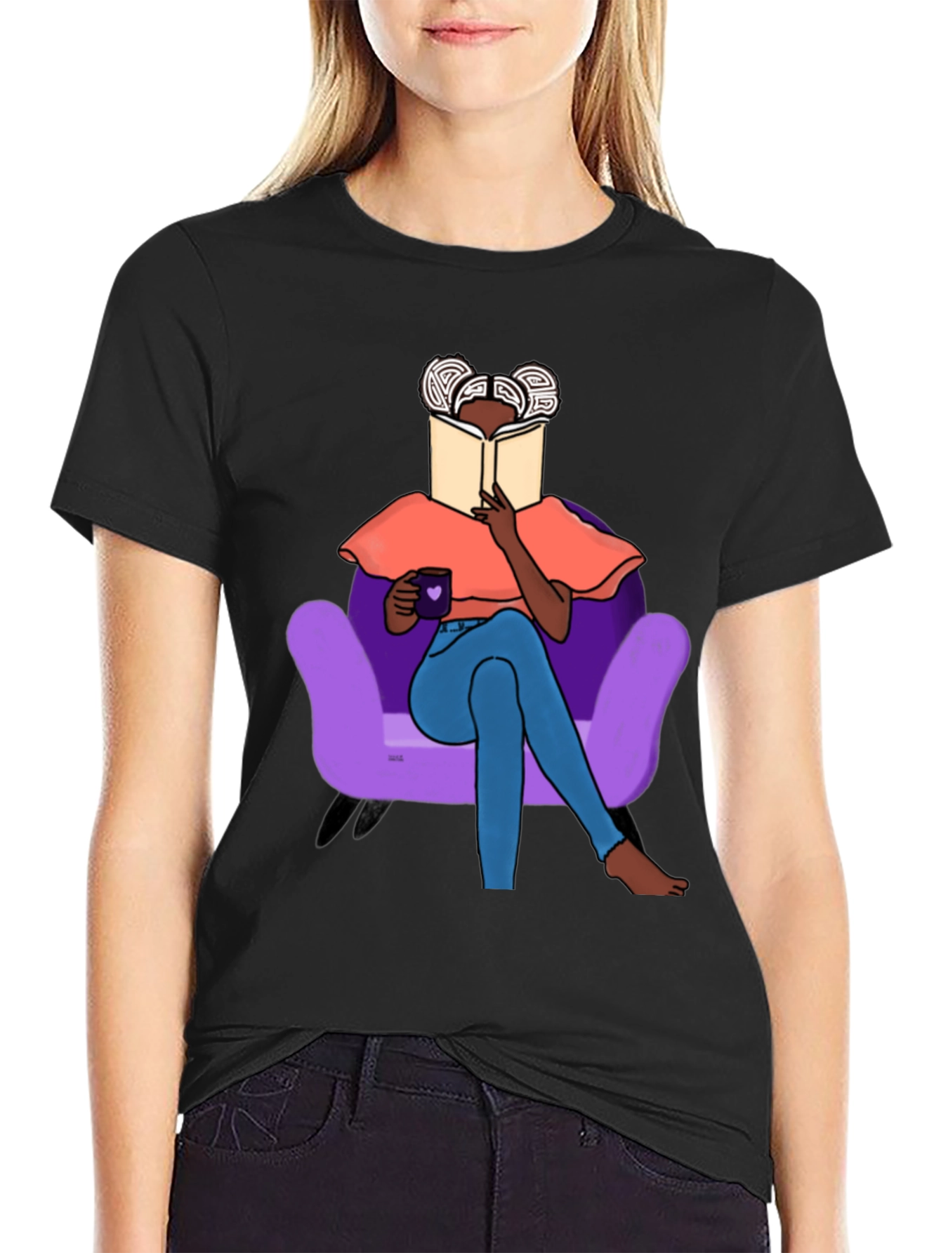Black Cozy Reading T-Shirt - Book Lover's Tee view 2