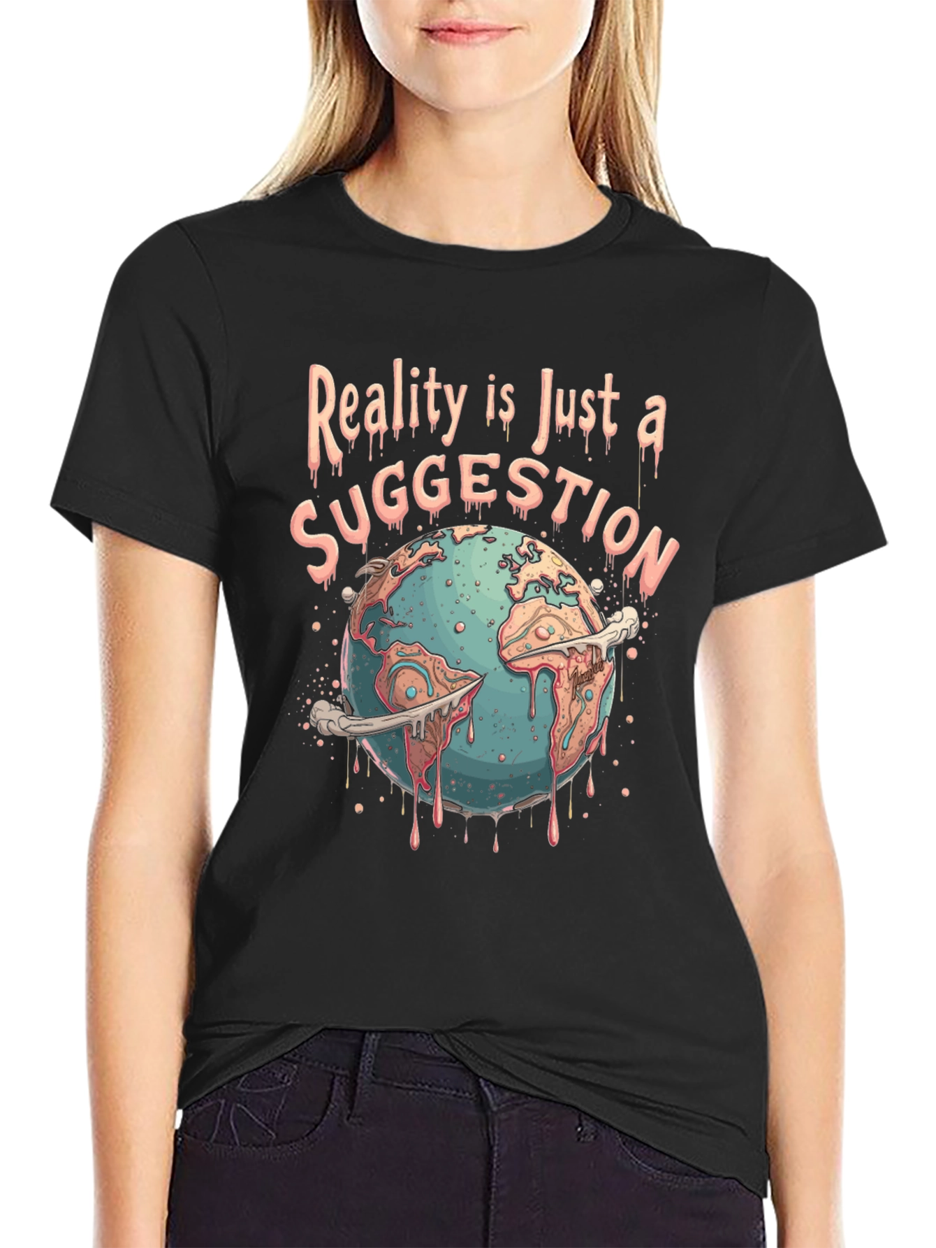 Black Reality Suggestion Graphic Tee - Earth Melting view 2