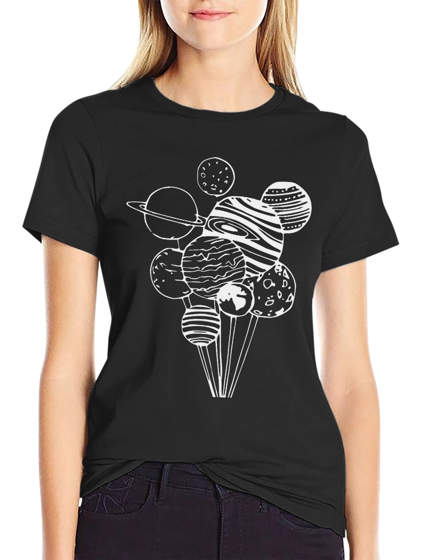 Black Planetary Graphic Tee - Black Cotton Blend view 2