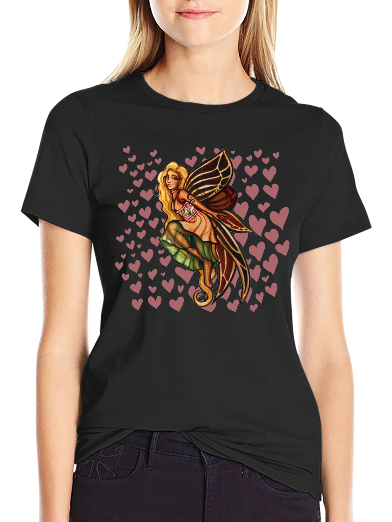 Black Fairy Heart Tee - Black Graphic T-Shirt view 2