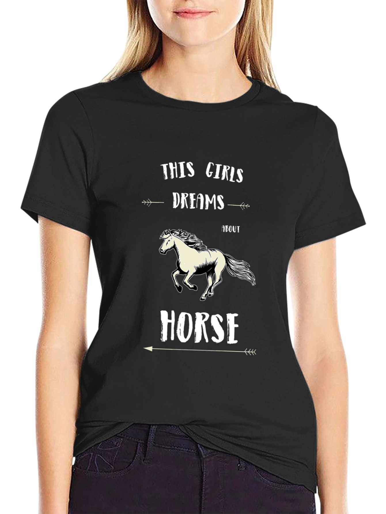 Black This Girl Dreams About Horse Black T-Shirt view 2