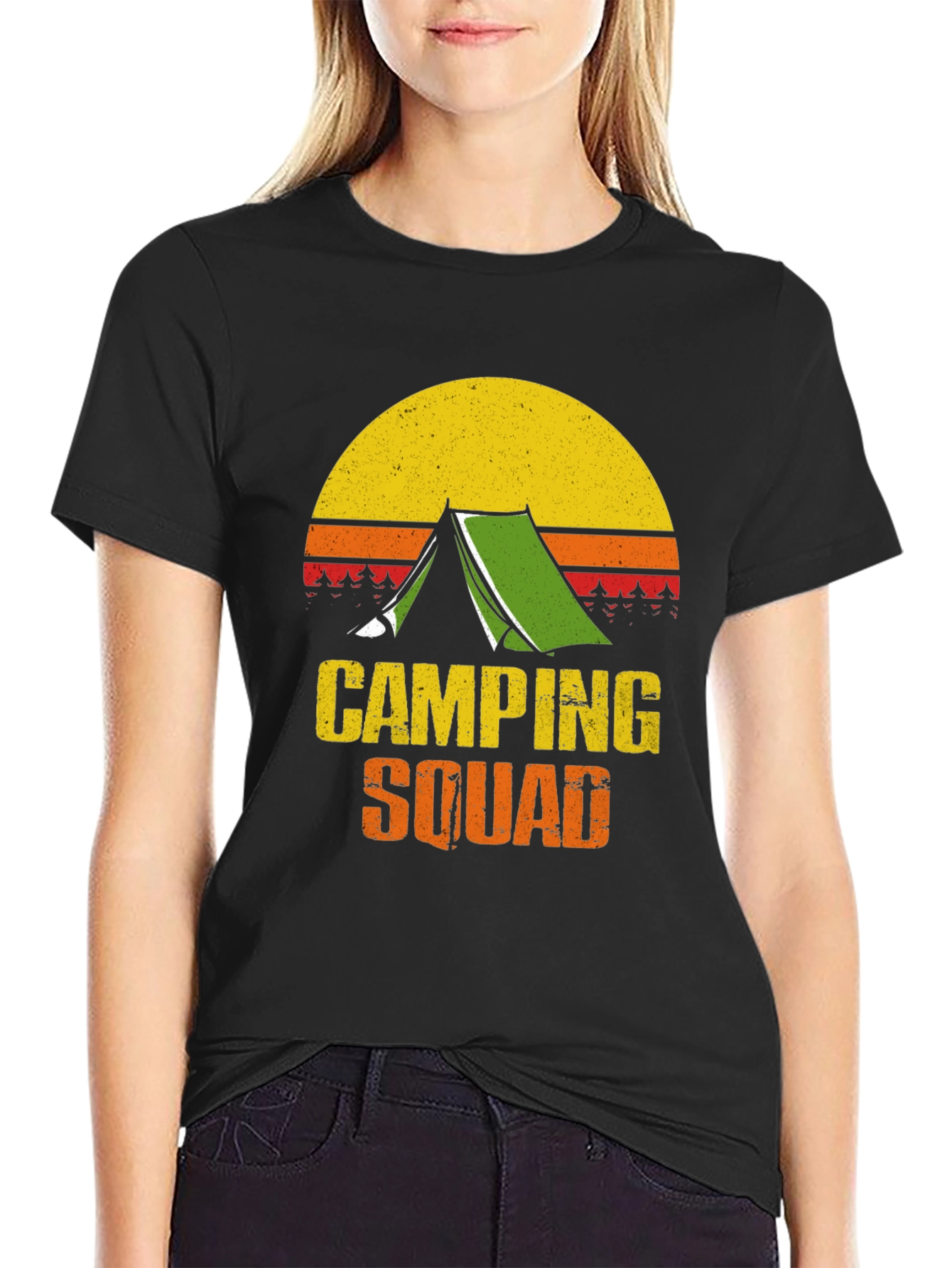 Black Camping Squad T-Shirt - Outdoor Adventure Tee view 2