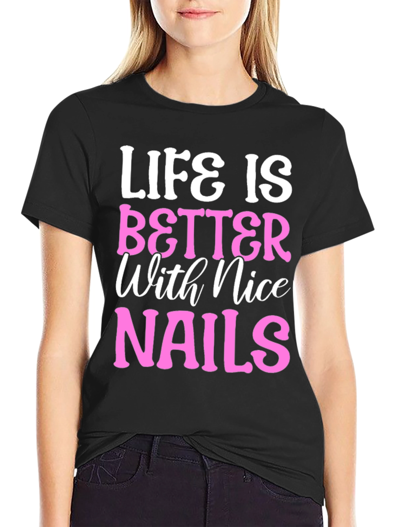 Black Life is Better with Nice Nails T-Shirt view 2