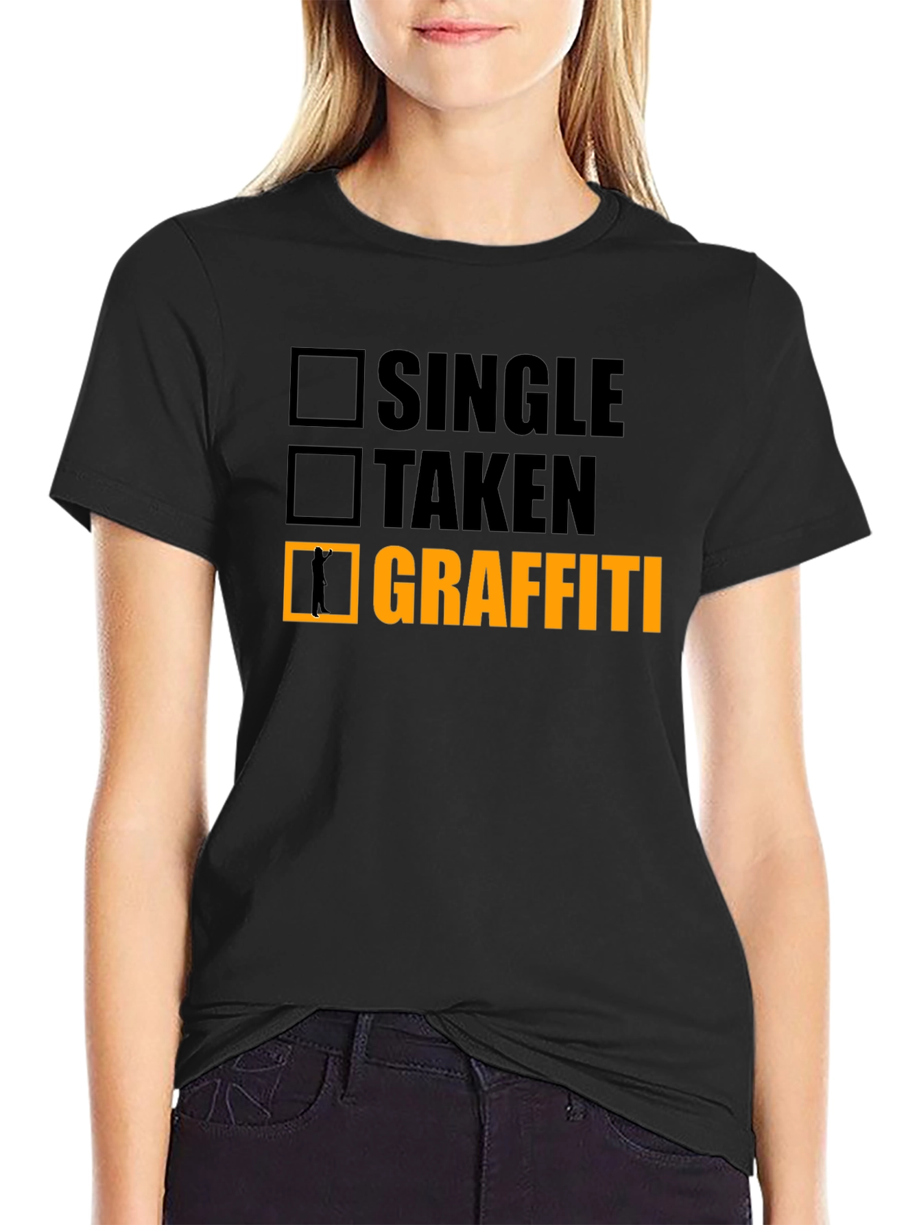 Black Single Taken Graffiti Funny T-Shirt view 2