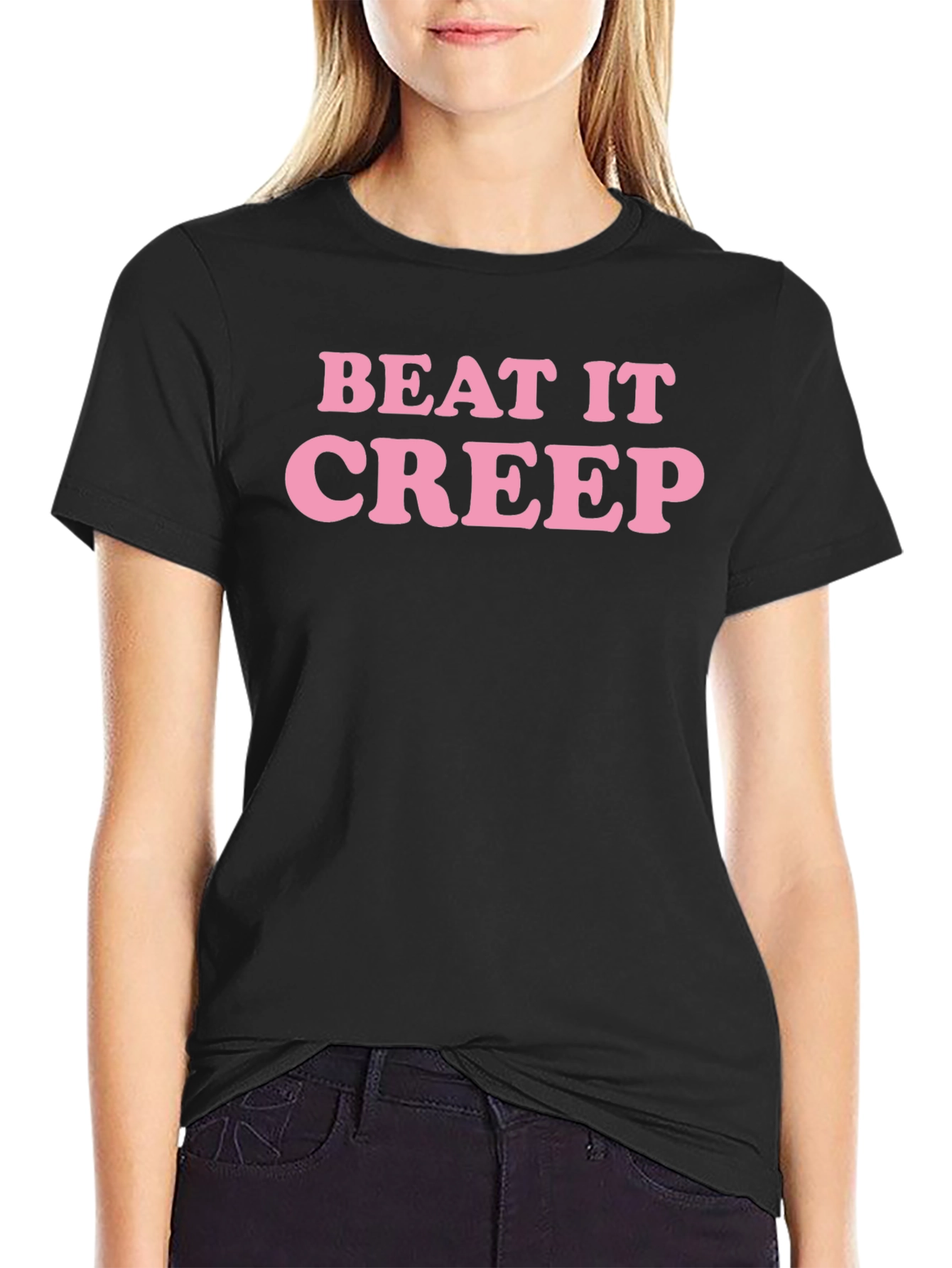 Black Beat It Creep Graphic Tee - Trendy Slogan T-Shirt view 2