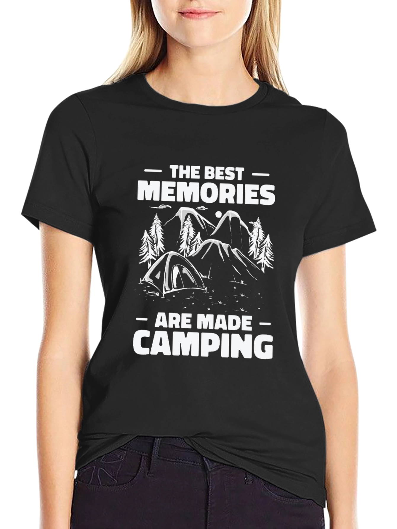 Black Camping Memories Black T-Shirt - Nature Adventure Tee view 2