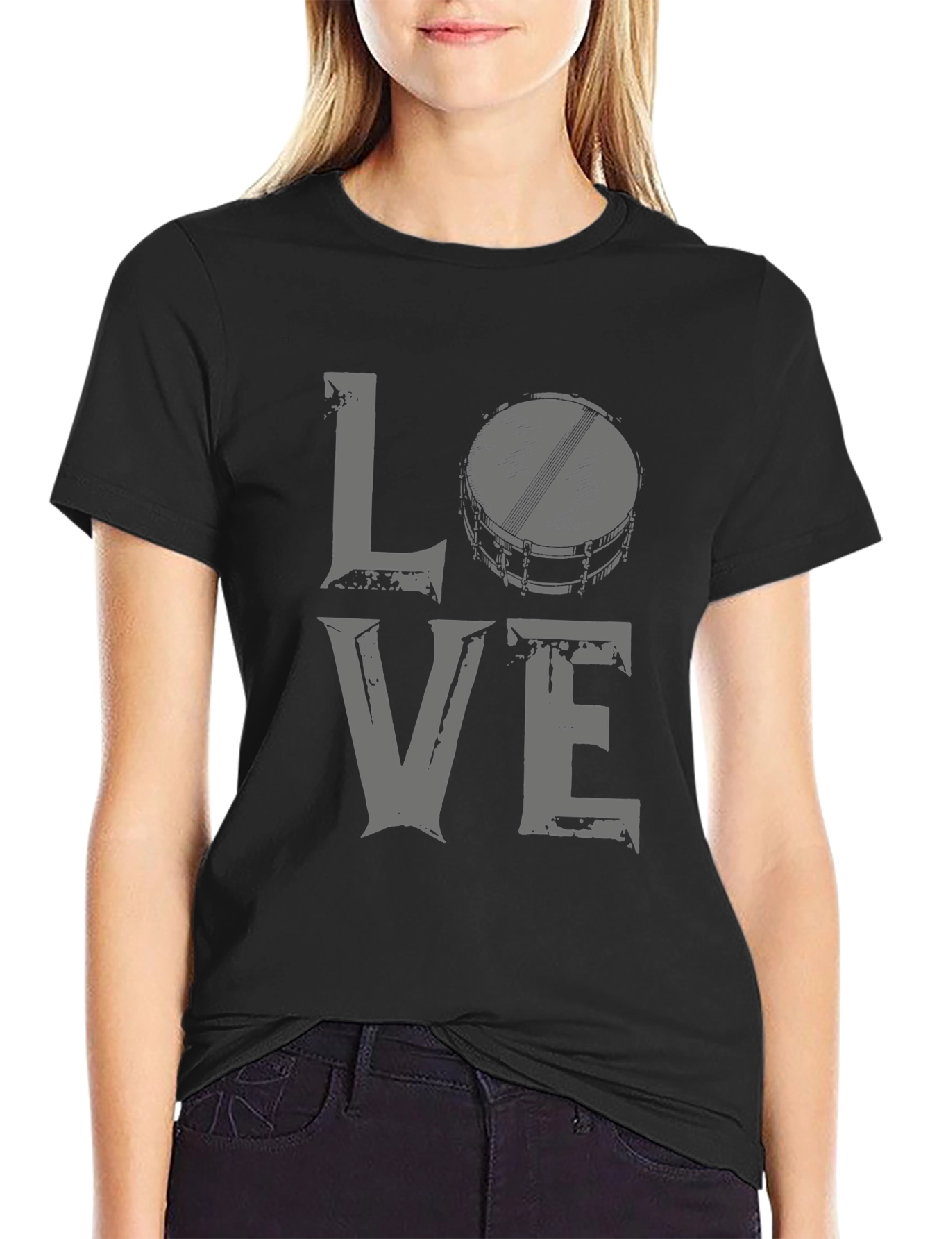 Black Love Drums Graphic Tee - Black Cotton Blend view 2