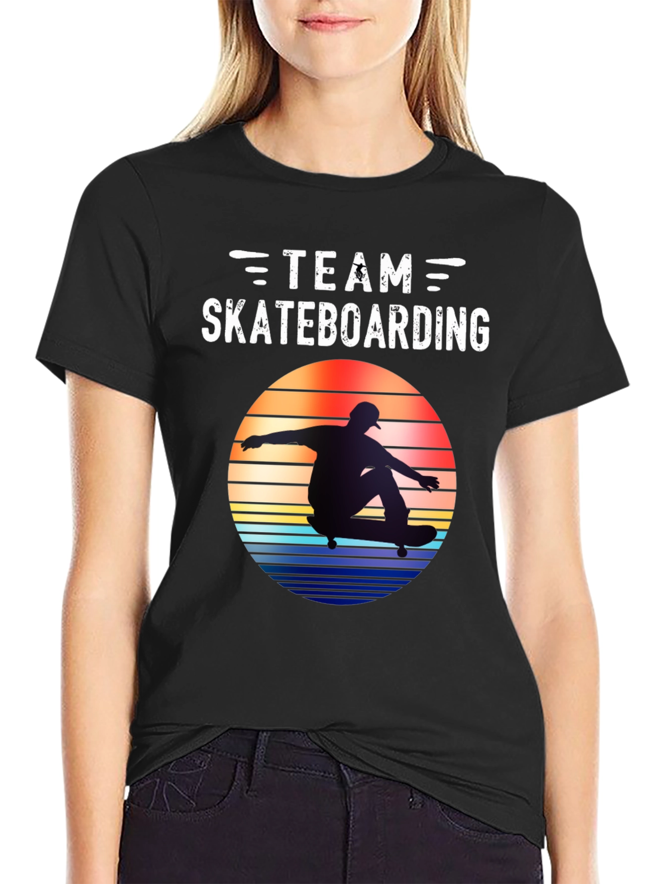 Black Team Skateboarding Graphic Tee - Retro Style view 2
