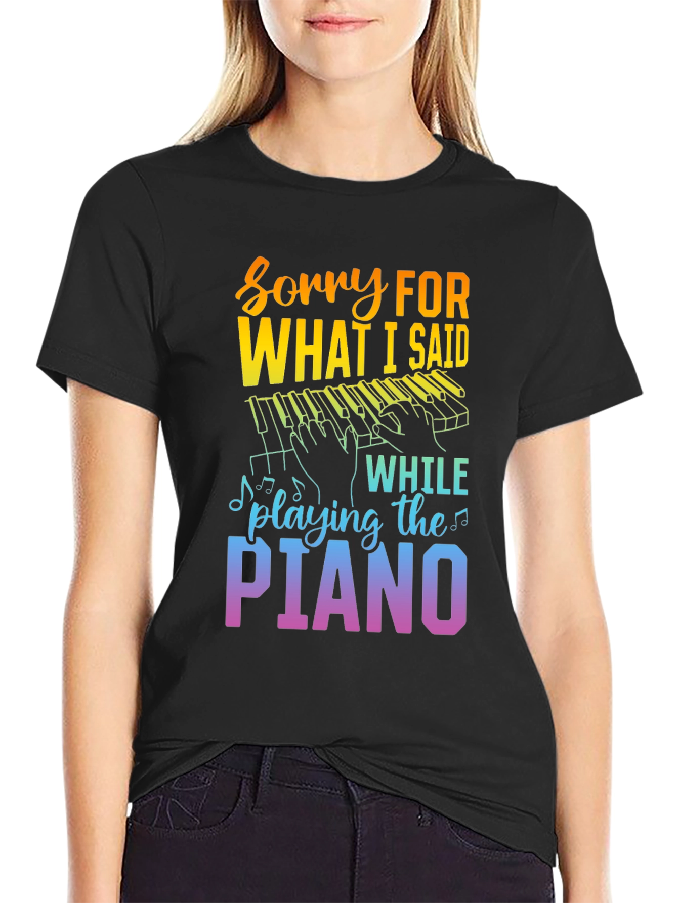 Black Sorry For What I Said Piano Player Graphic Tee view 2