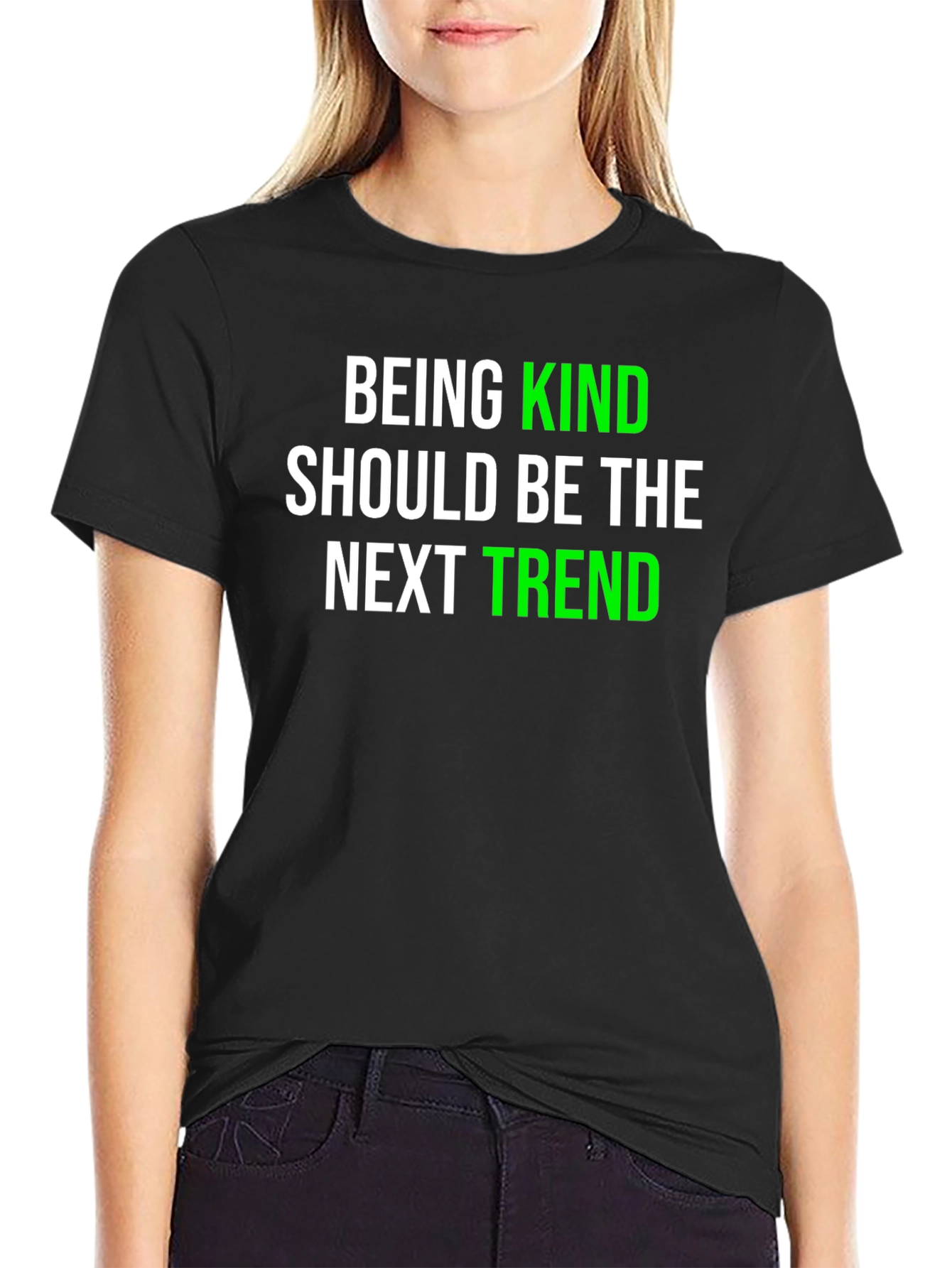 Black Kindness Trend Graphic Tee - Black view 2