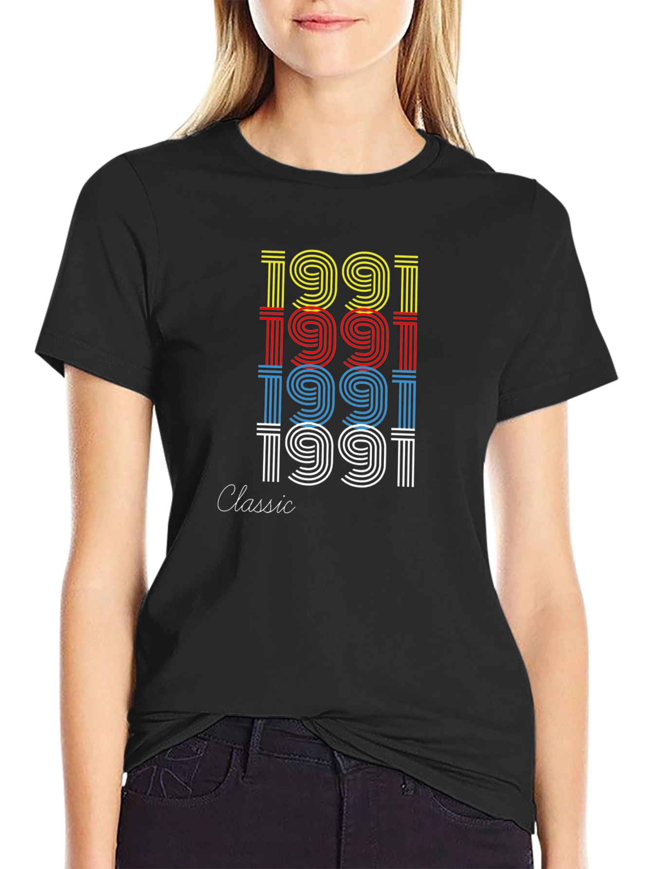 Black Retro 1991 Classic Graphic Tee view 2