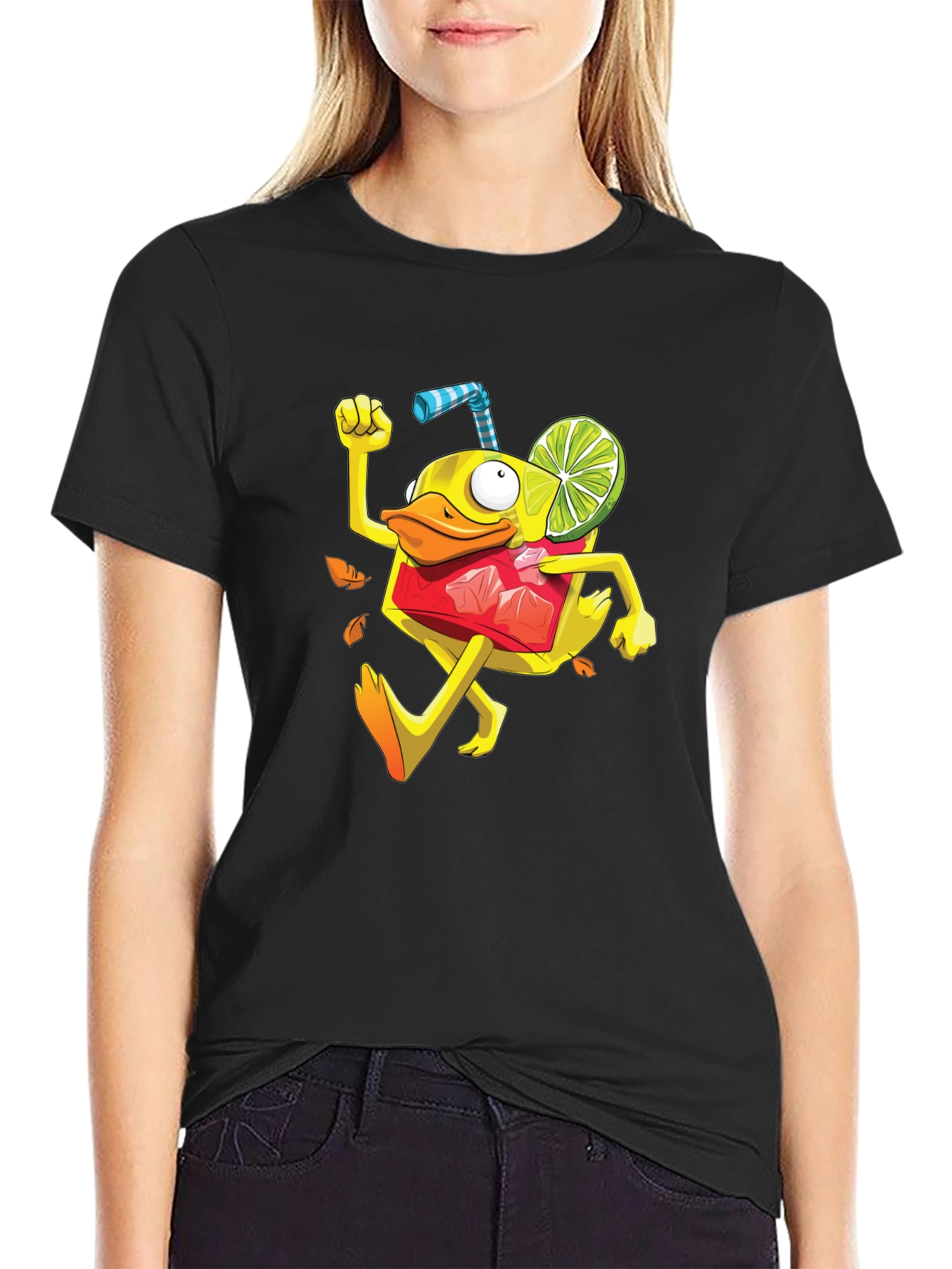 Black Duck Cocktail Graphic Tee - Black Cotton Blend view 2