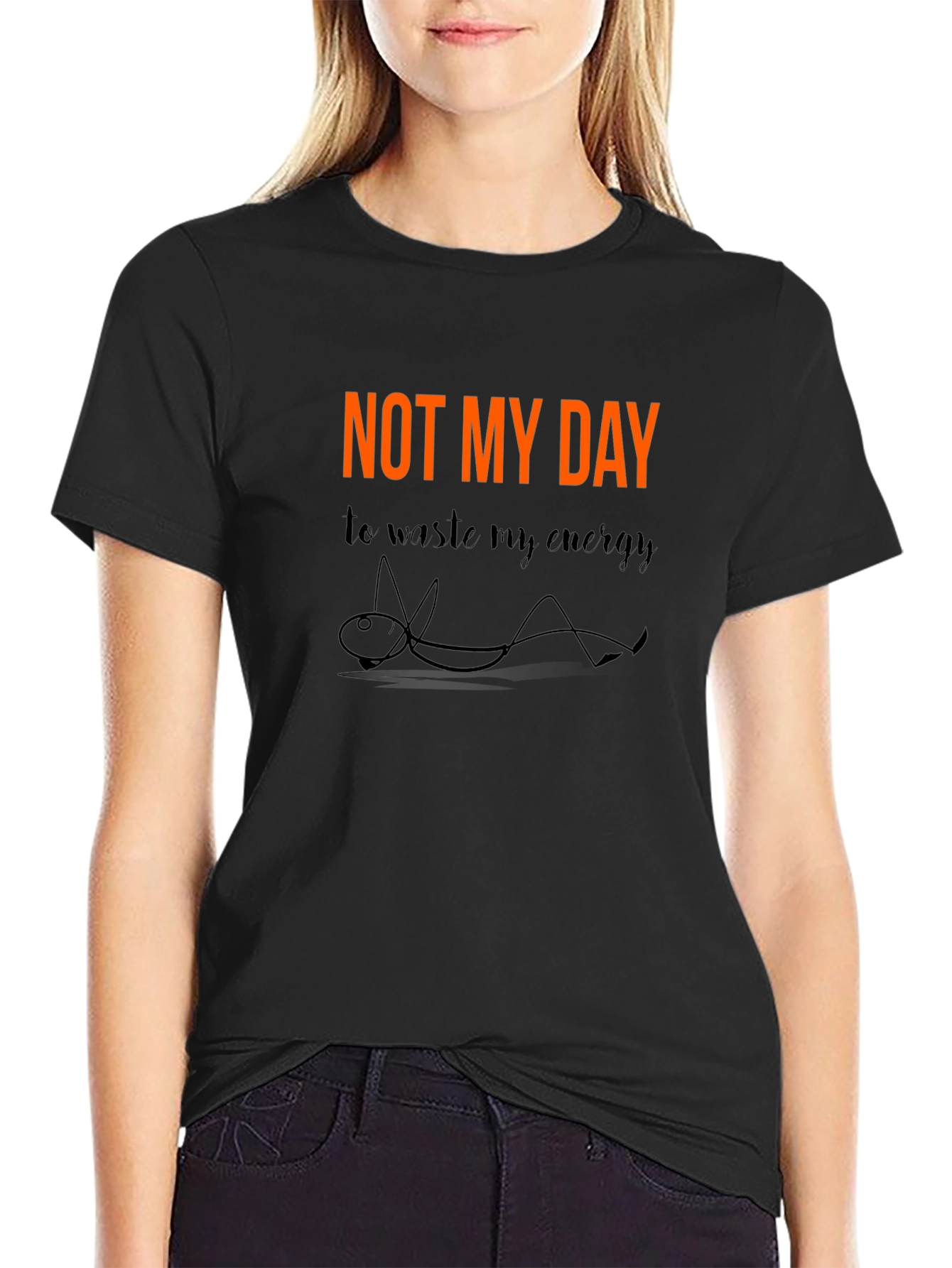 Black Not My Day Energy Saving Tee - Comfy Black Shirt view 2