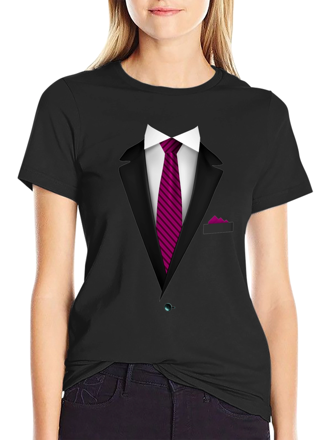 Black Suit & Tie Graphic Tee - Novelty T-Shirt view 2