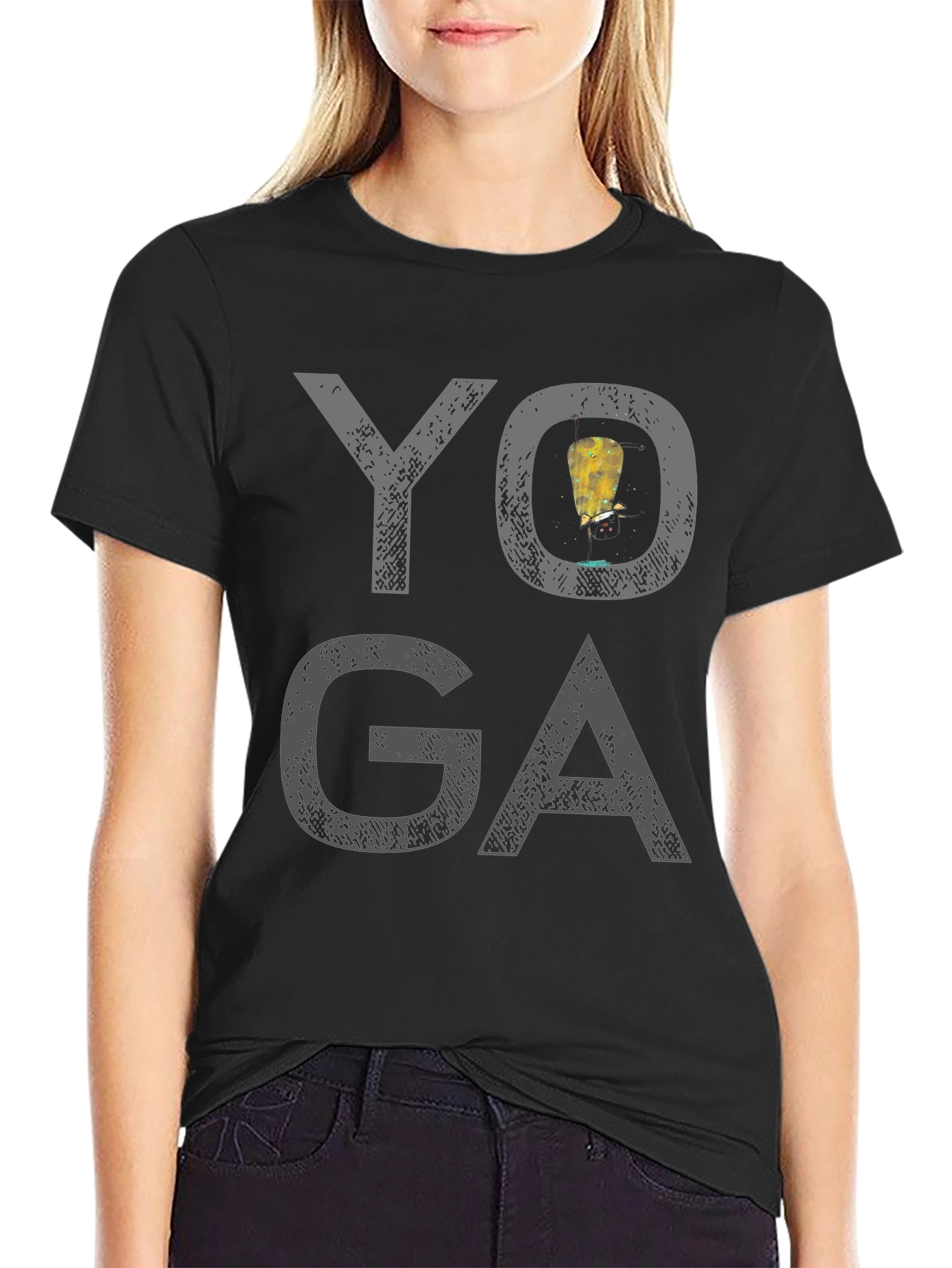 Black Yoga T-Shirt: Unique Design, Comfortable Fit view 2