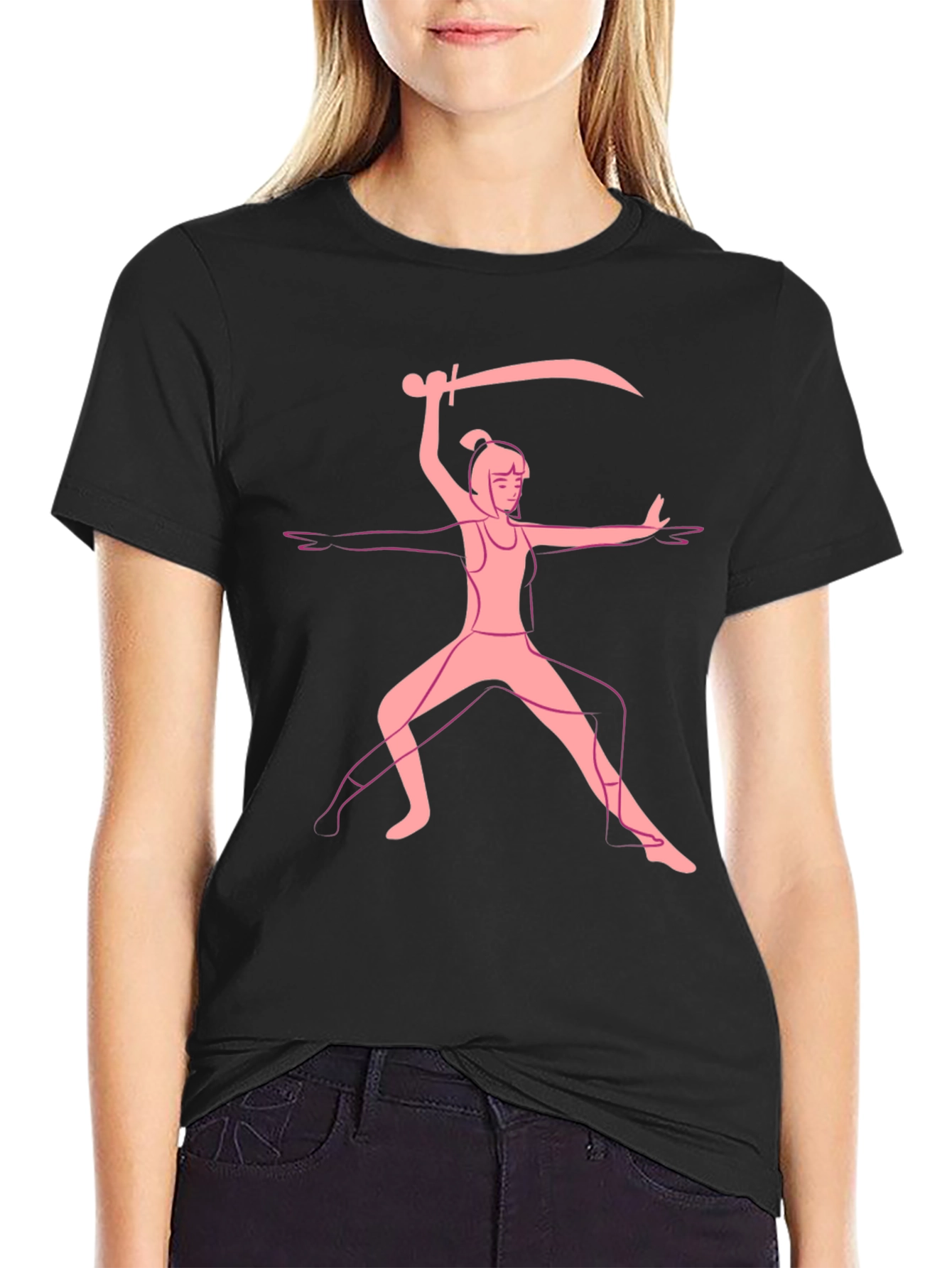 Black Warrior Pose Graphic Tee - Black view 2