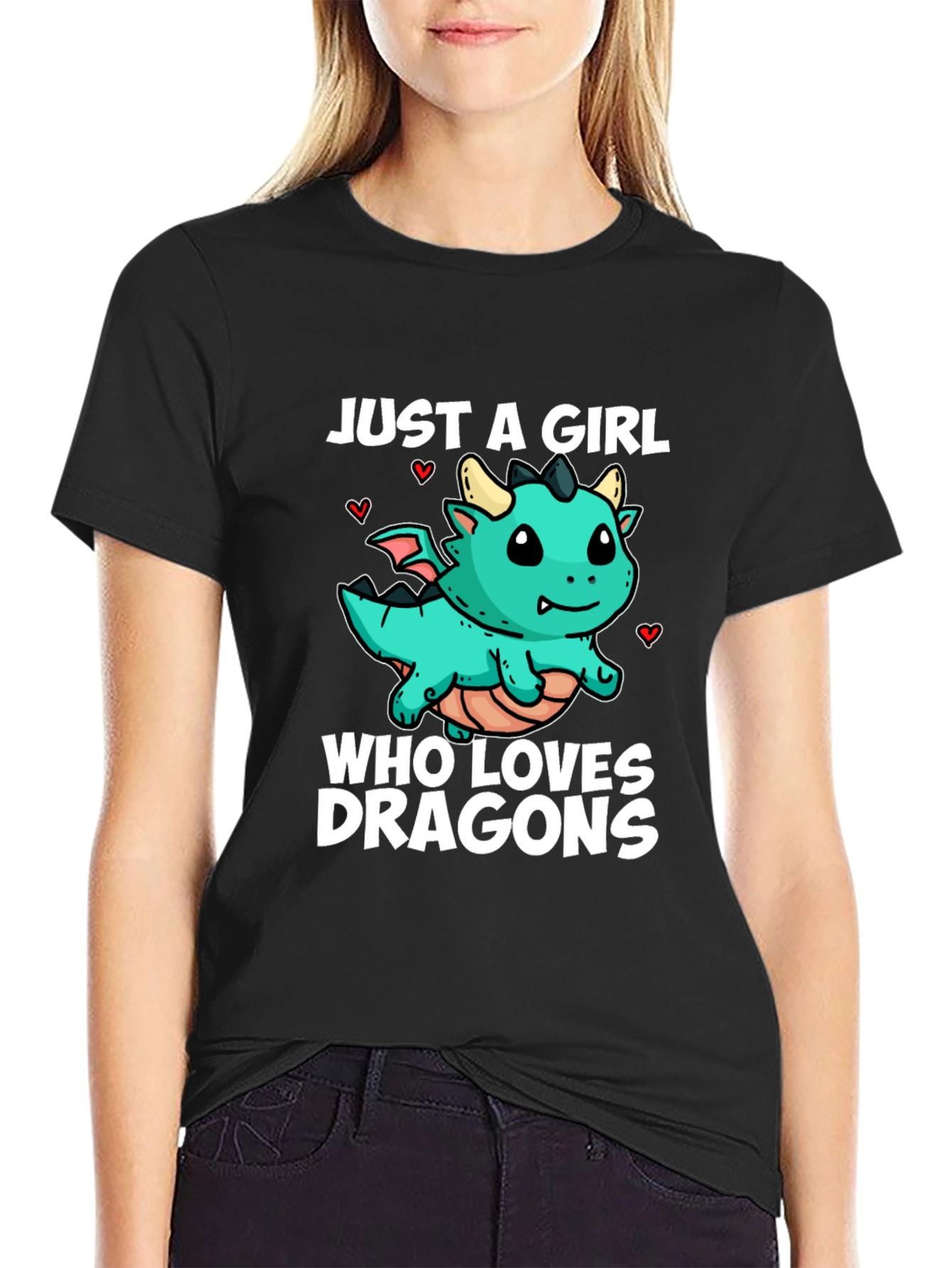 Black Girl Dragon Lover Black T-Shirt view 2