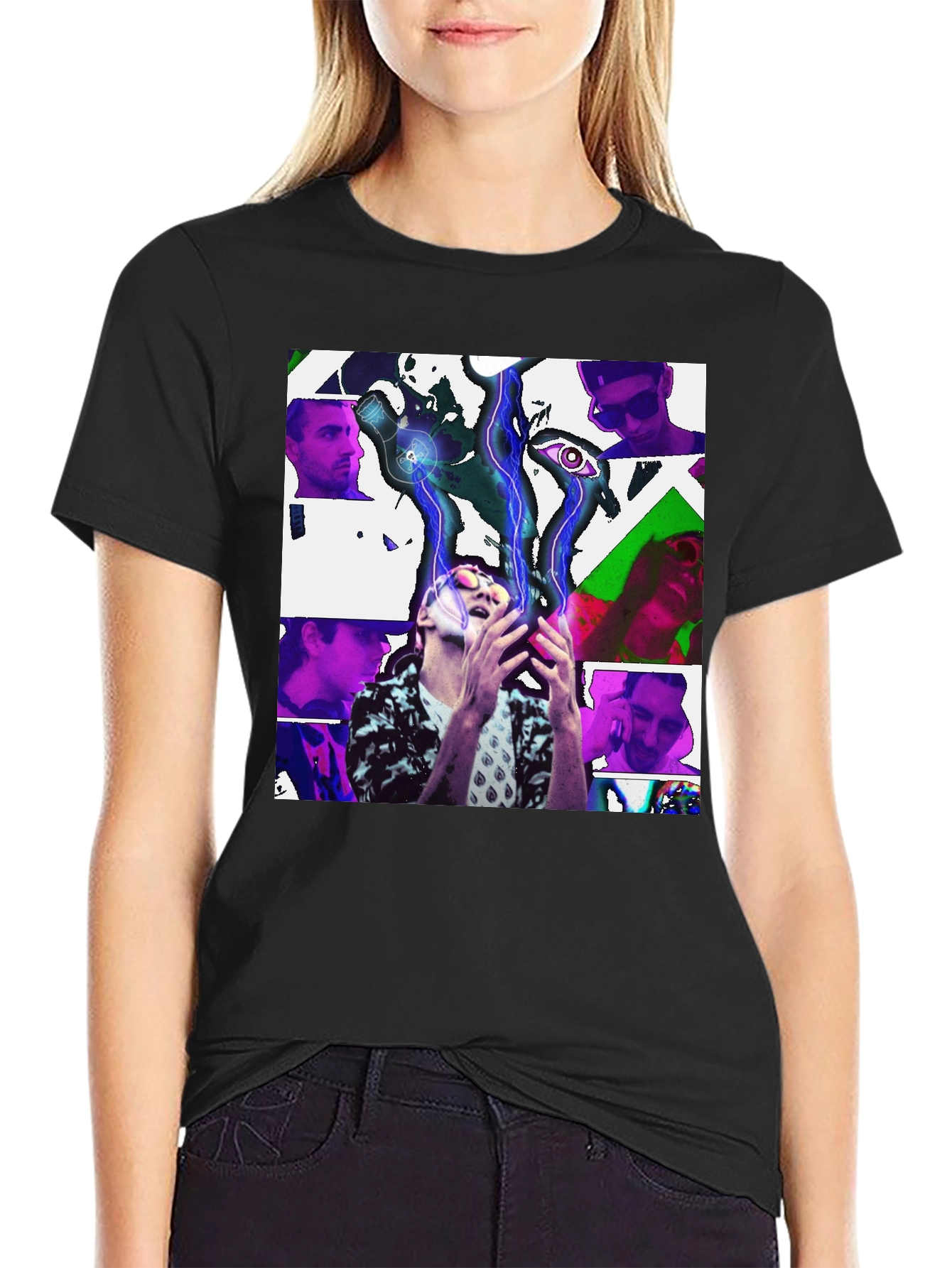 Black Abstract Art Print Black T-Shirt view 2