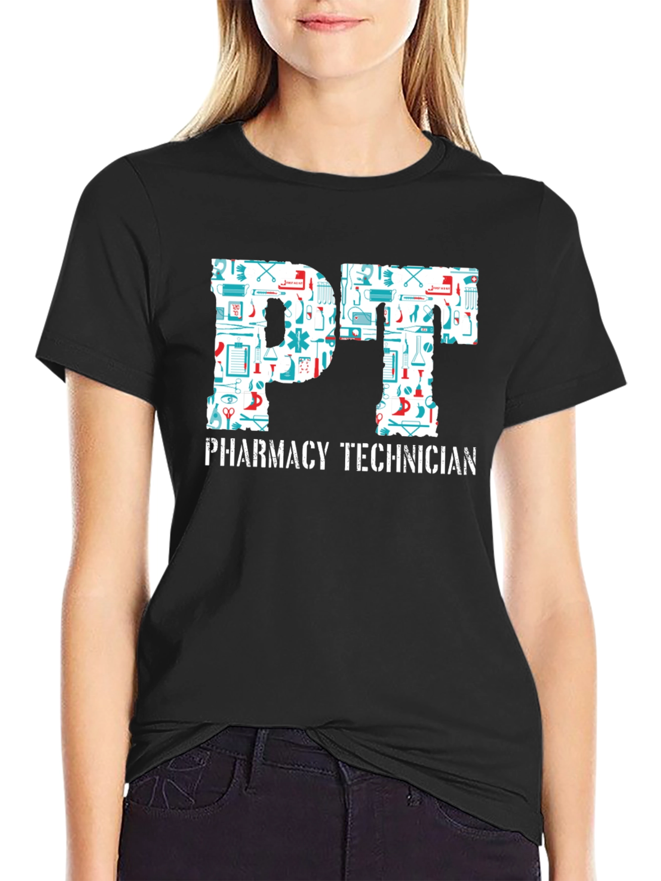 Black Pharmacy Technician PT T-Shirt view 2