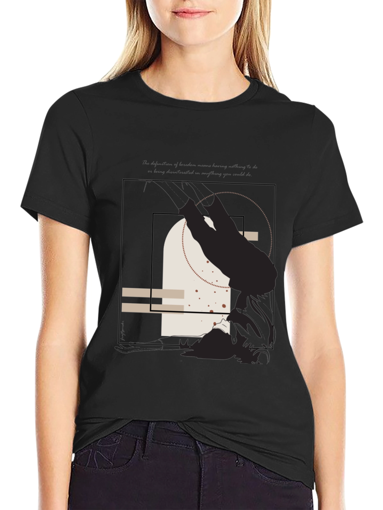 Black Abstract Graphic Print Black T-Shirt view 2
