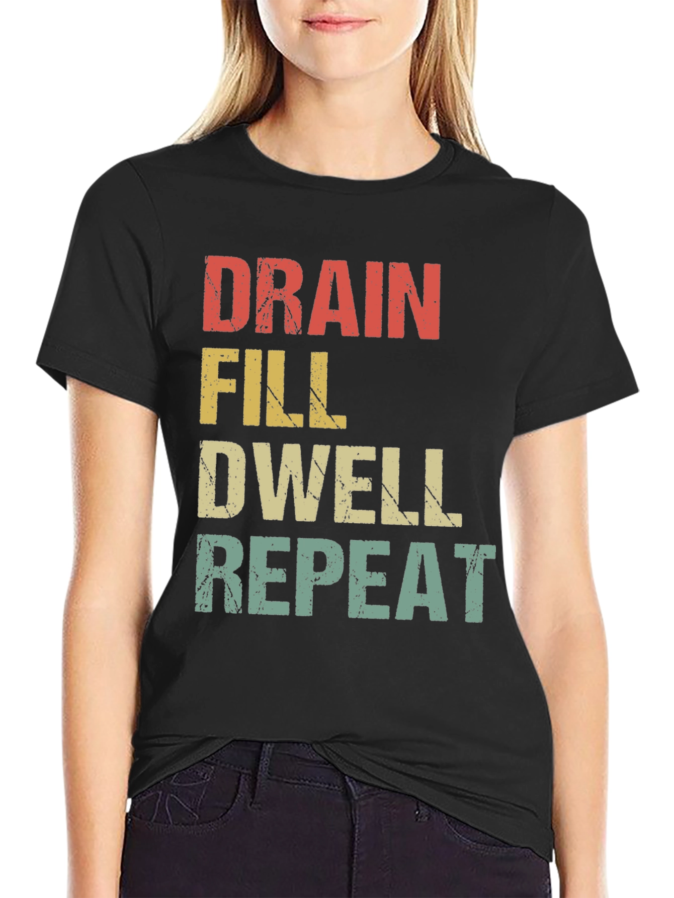 Black Drain, Fill, Dwell, Repeat Graphic T-Shirt view 2