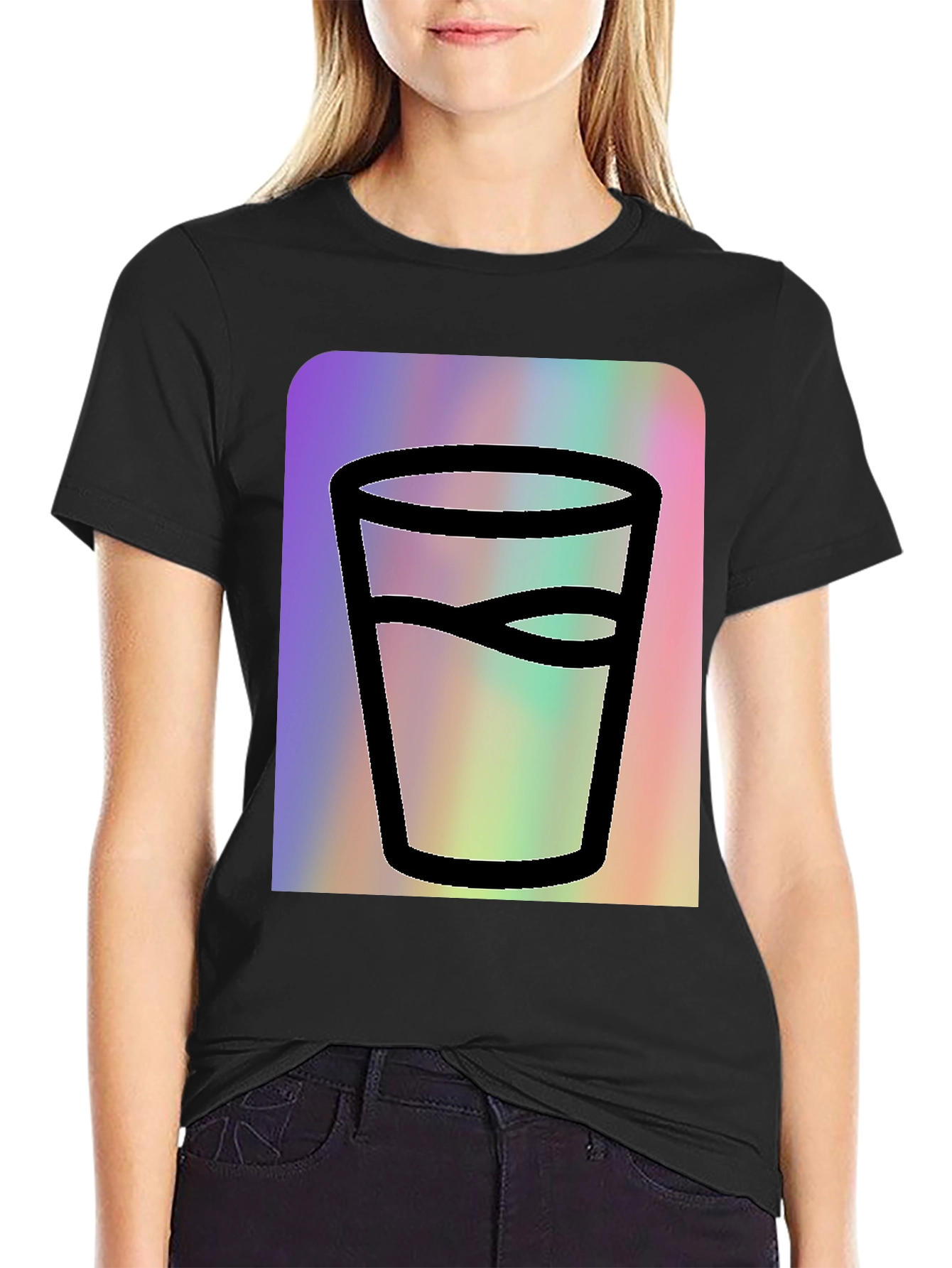 Black Glass of Water Graphic Tee - Soft Black Cotton view 2