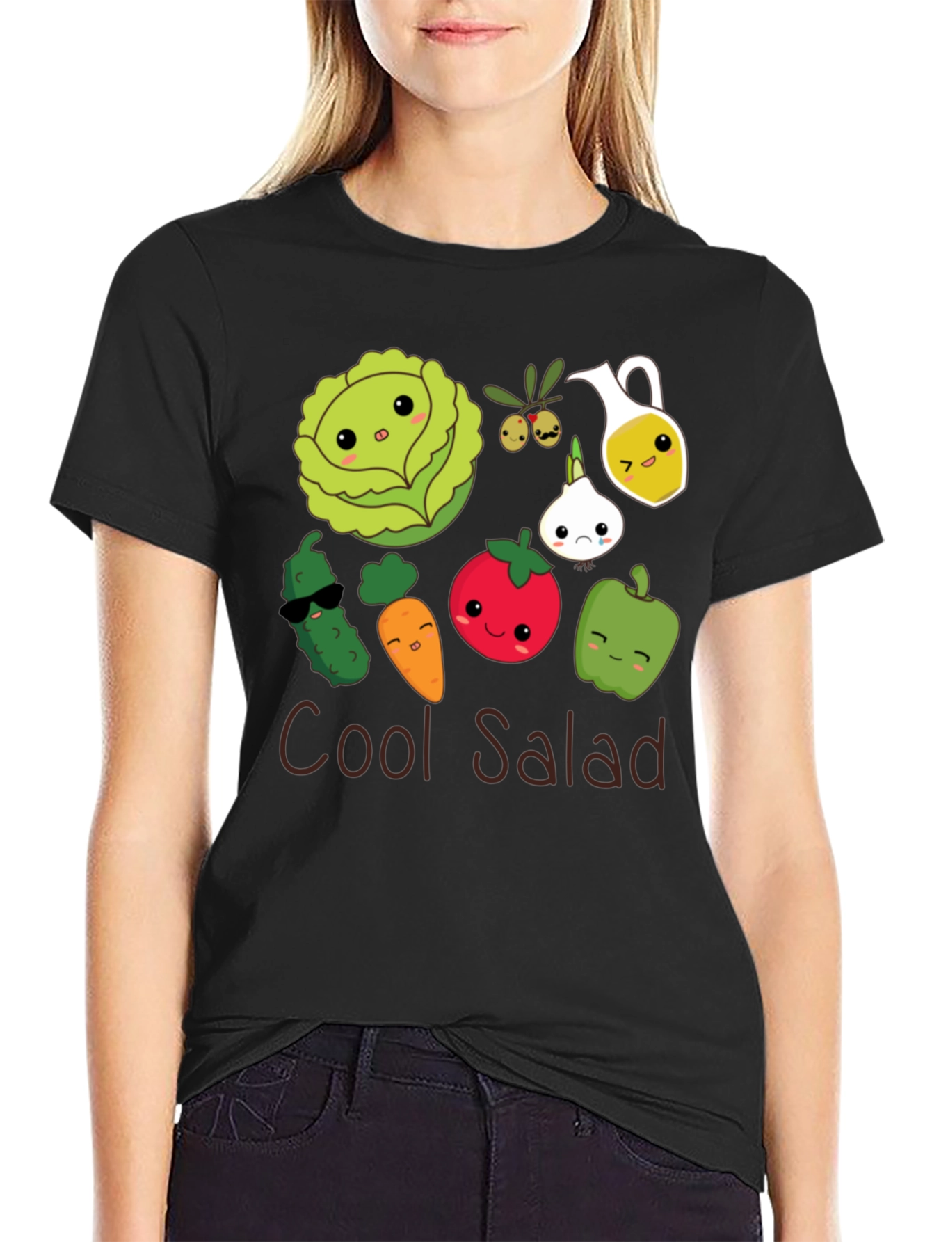 Cool Salad Graphic Tee - Unisex Black T-Shirt - 2