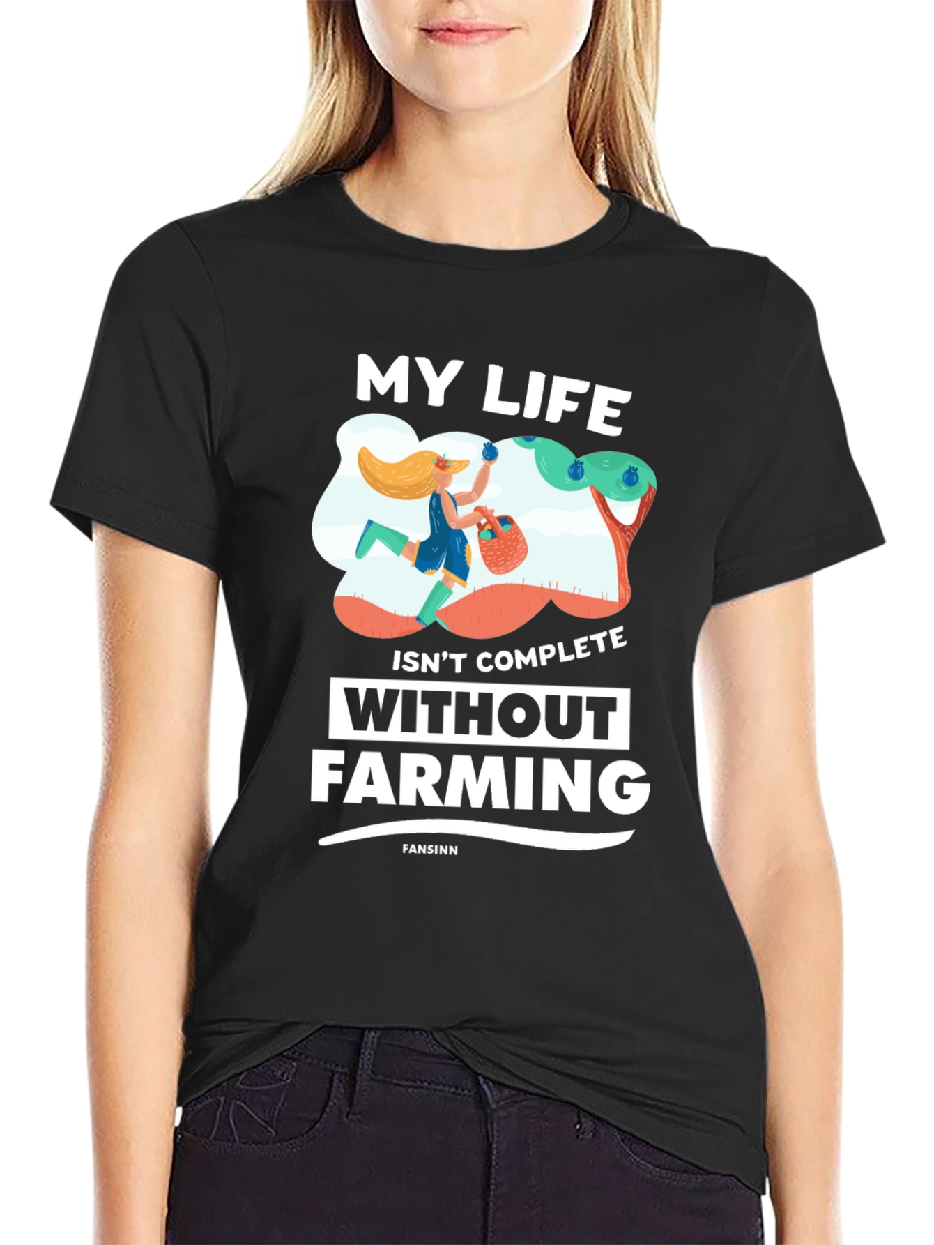 Black Farming Life T-Shirt - Gardener Gift view 2