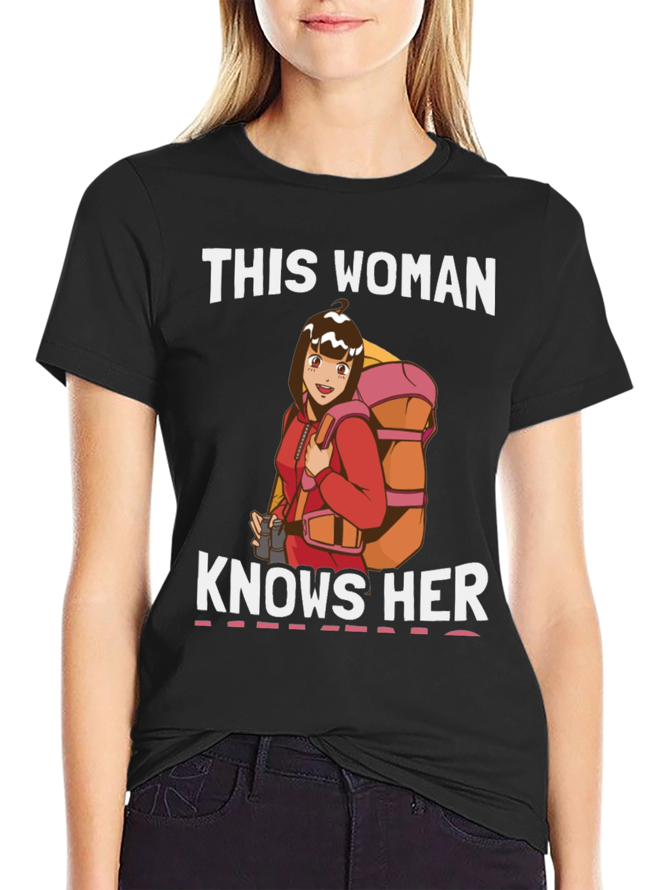 Black This Woman Knows Her Hiking T-Shirt view 2