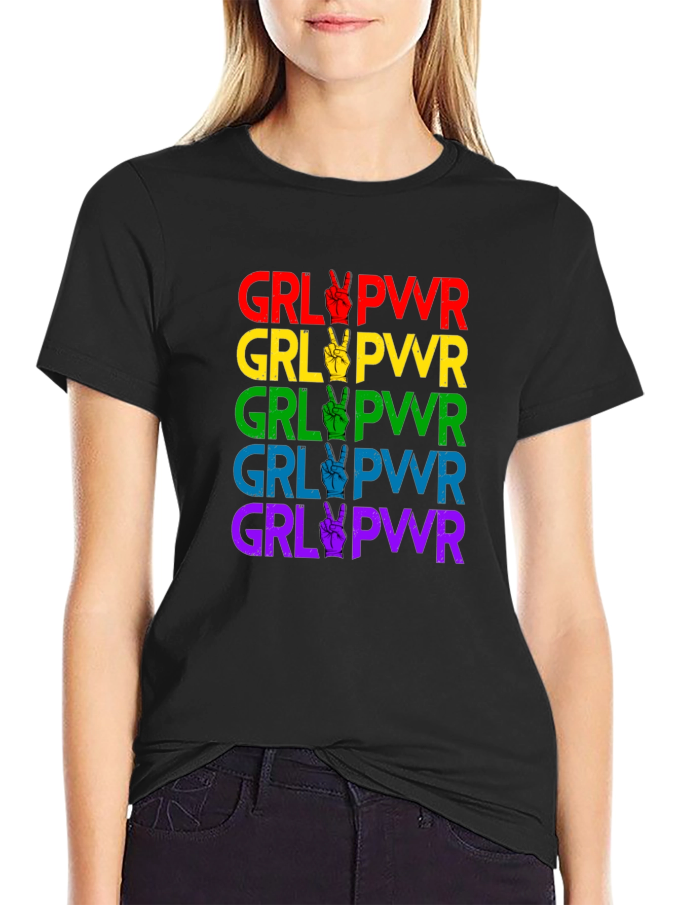 Black GRL PWR Pride T-Shirt view 2
