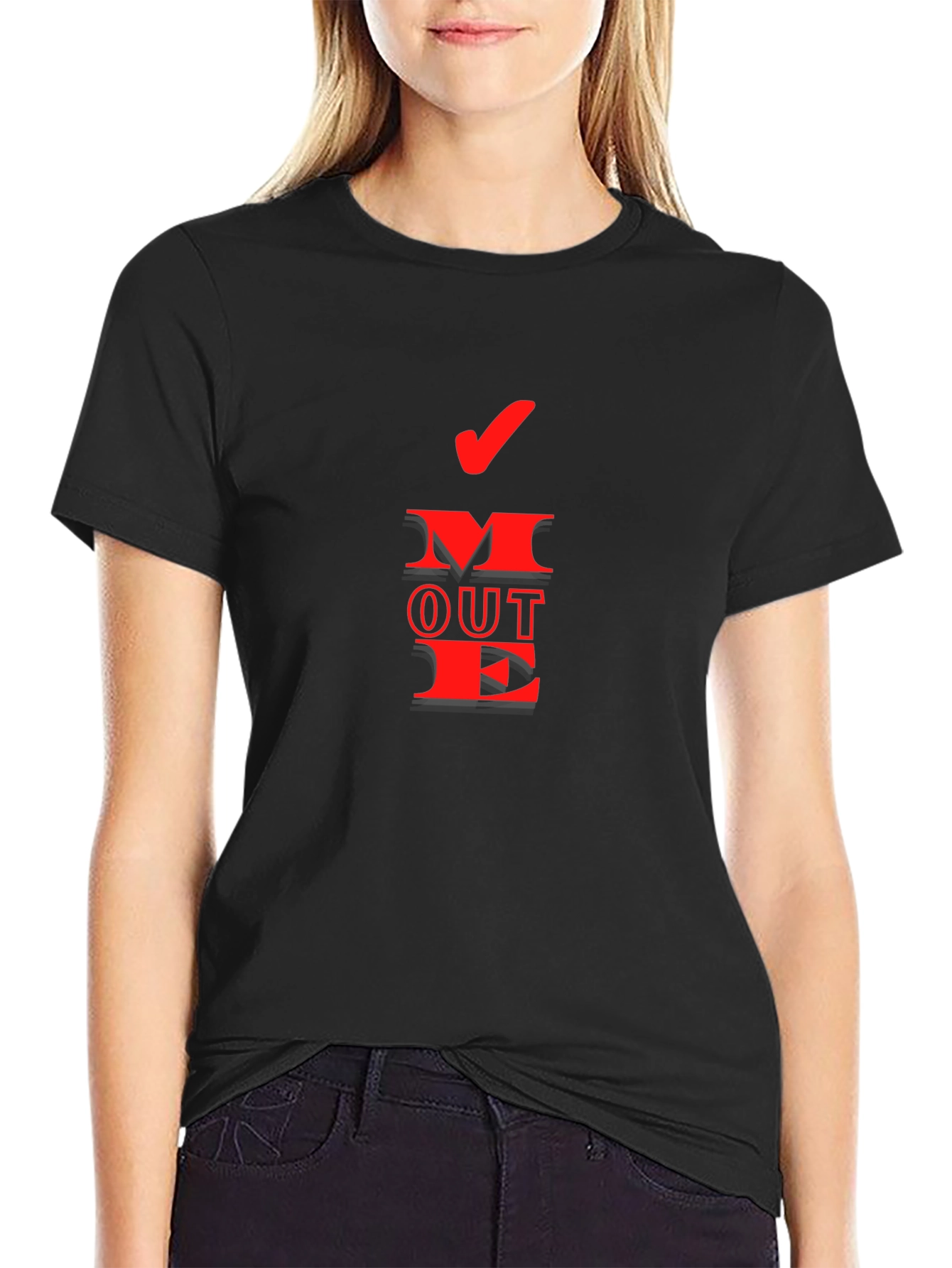 Black Move Out Red Graphic Tee - Novelty T-Shirt view 2