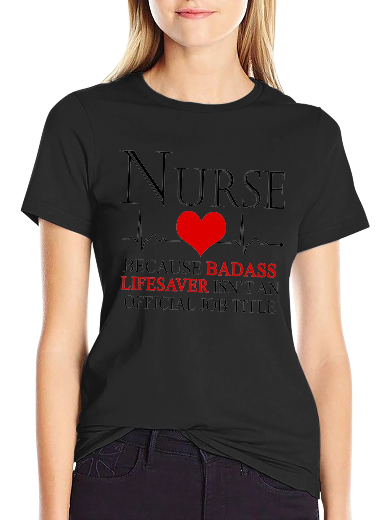 Black Nurse Badass Lifesaver Graphic T-Shirt view 2