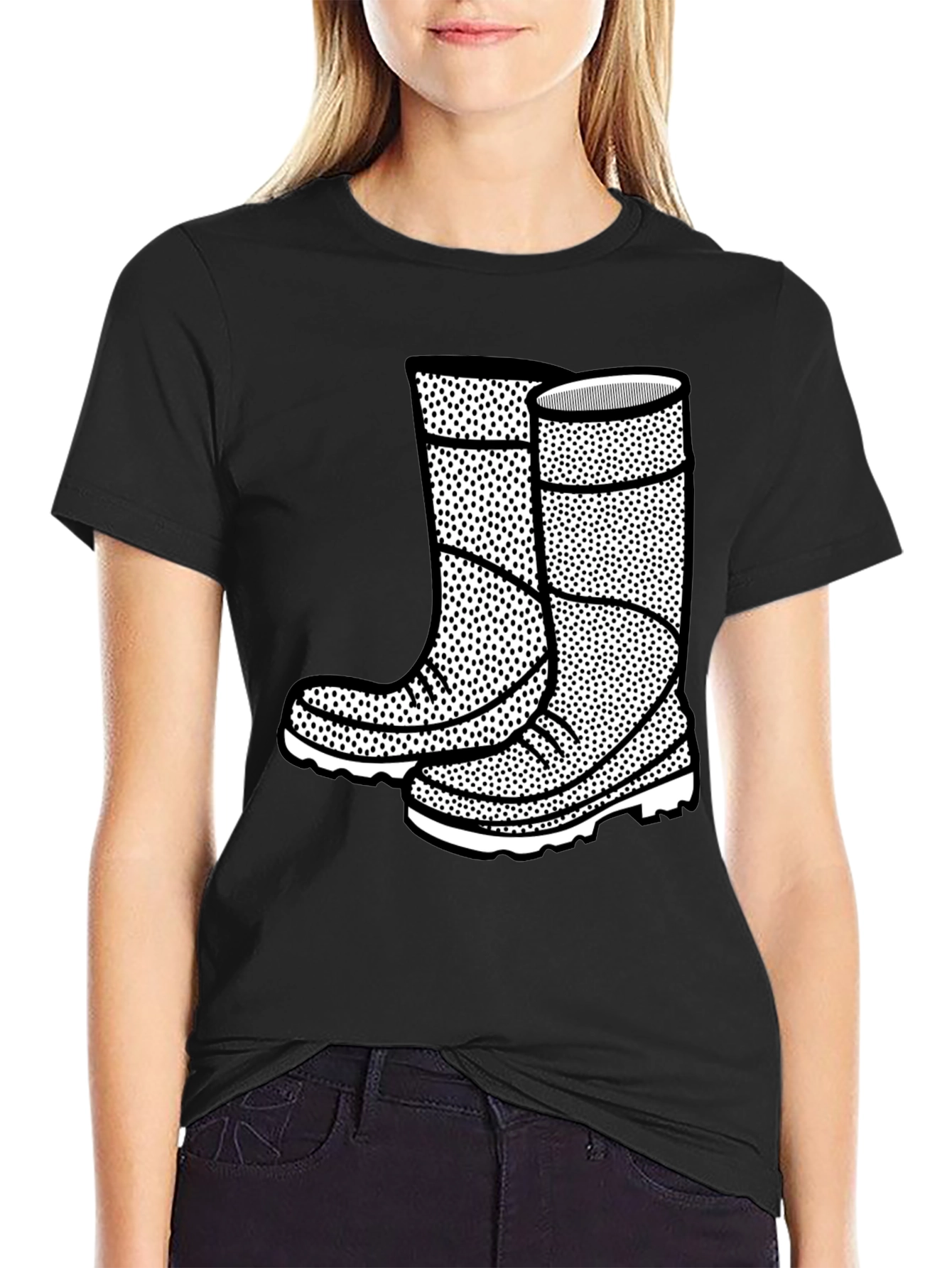 Black Graphic Tee: Rain Boots Design view 2