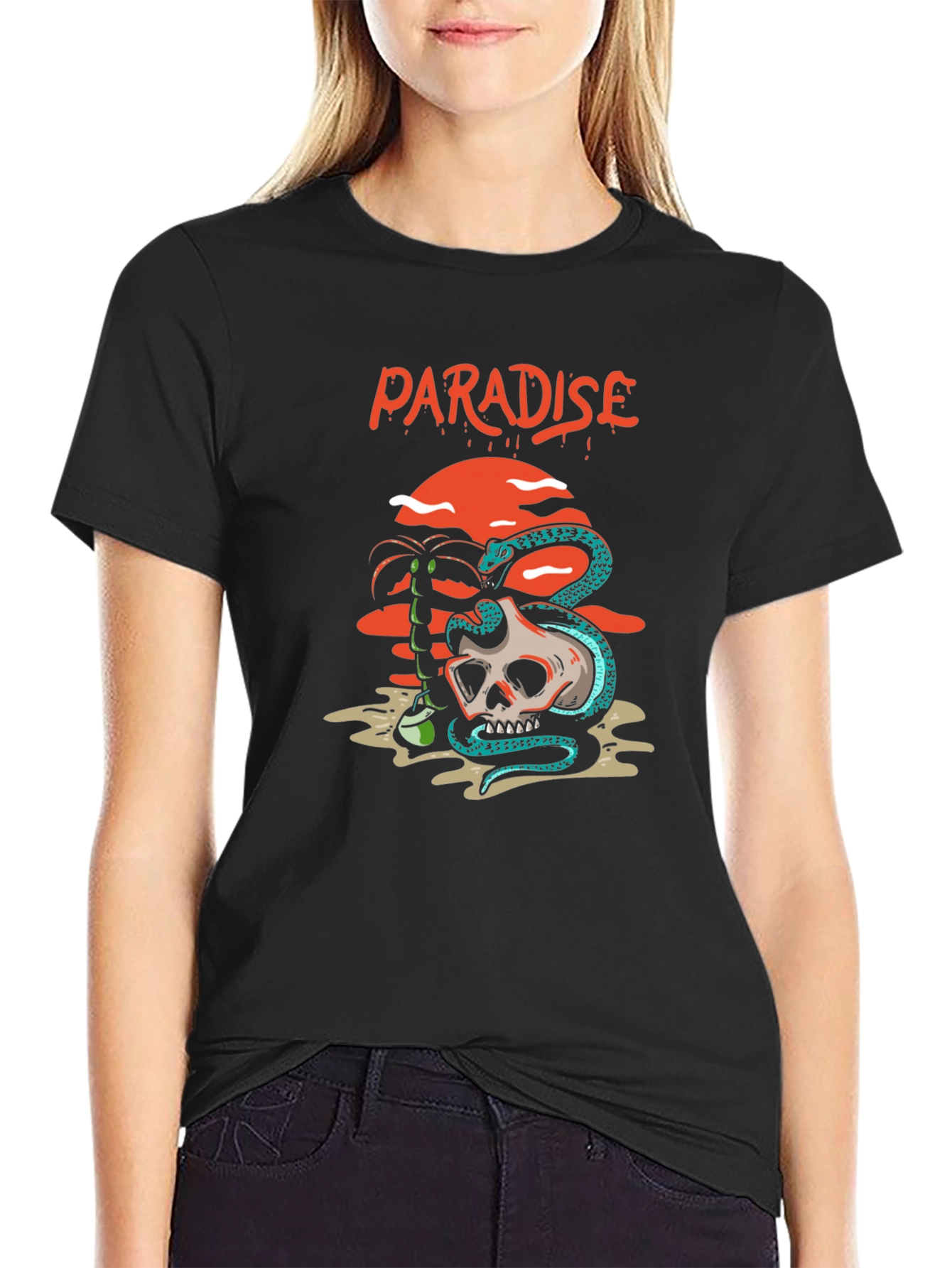 Black Paradise Skull & Snake Graphic Tee view 2