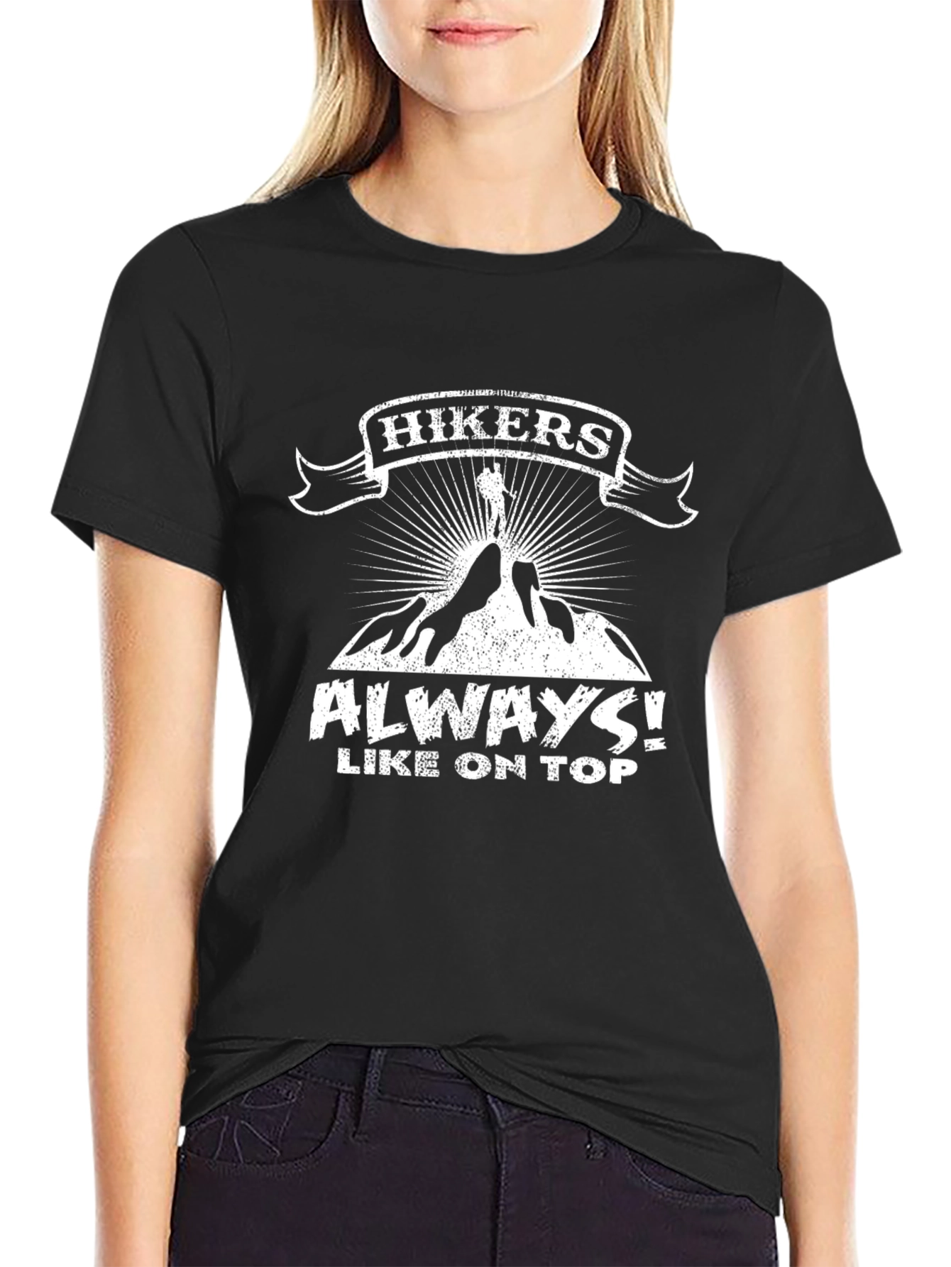 Black Hikers Always Like On Top Graphic T-Shirt view 2