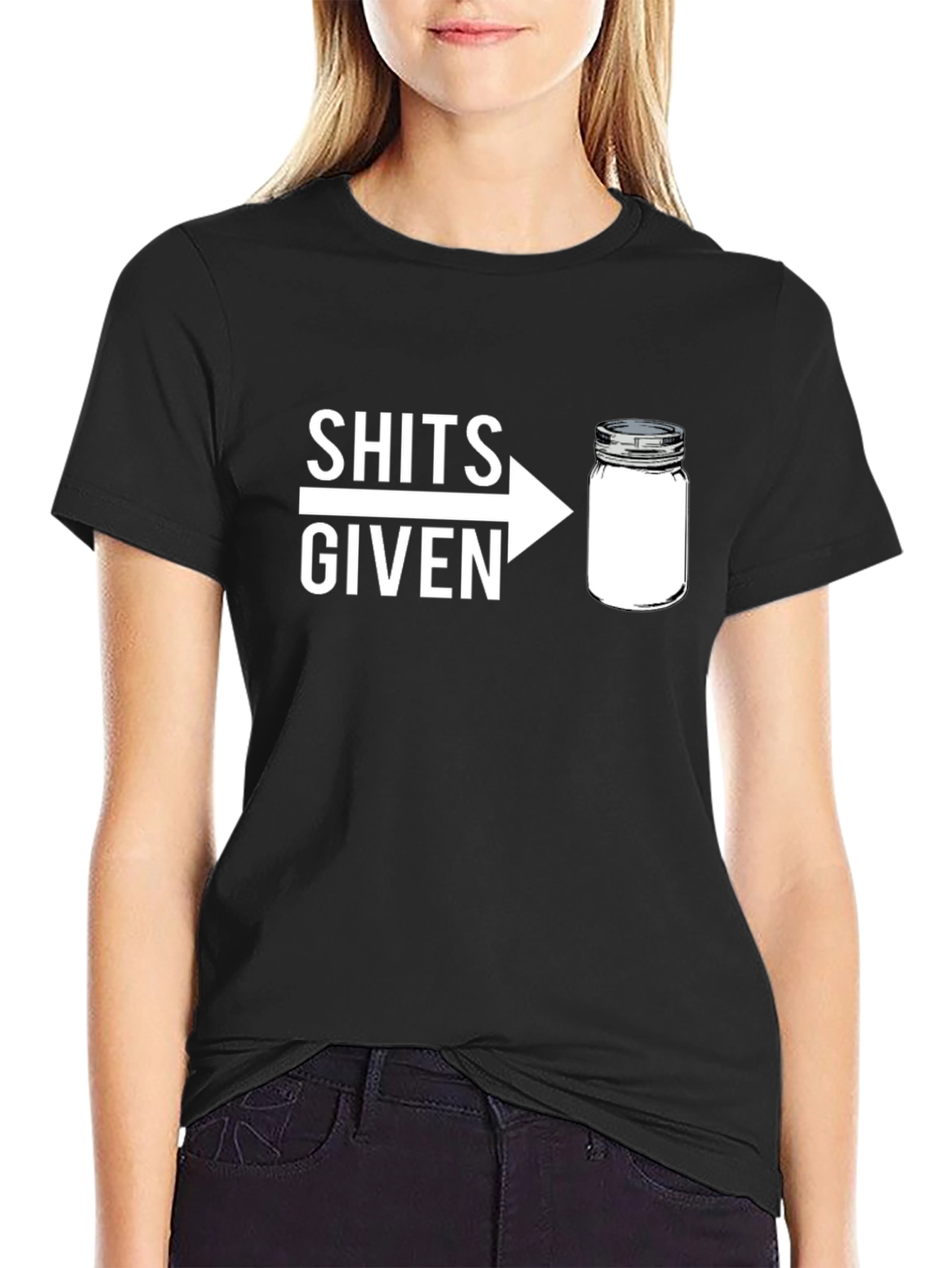 Black Shits Given Jar Graphic T-Shirt - Funny Sarcastic Tee view 2