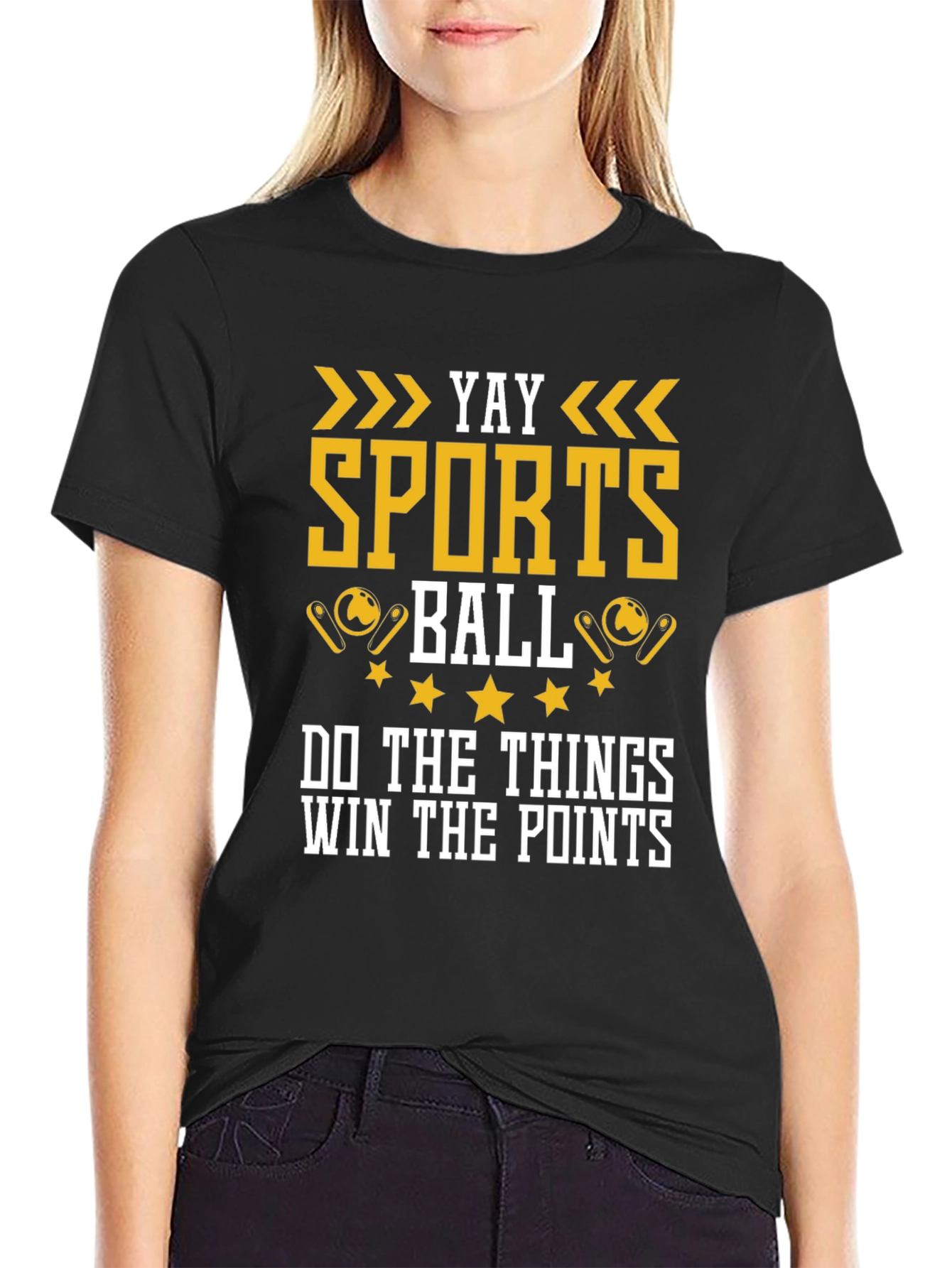 Black Yay Sports Ball Graphic T-Shirt view 2