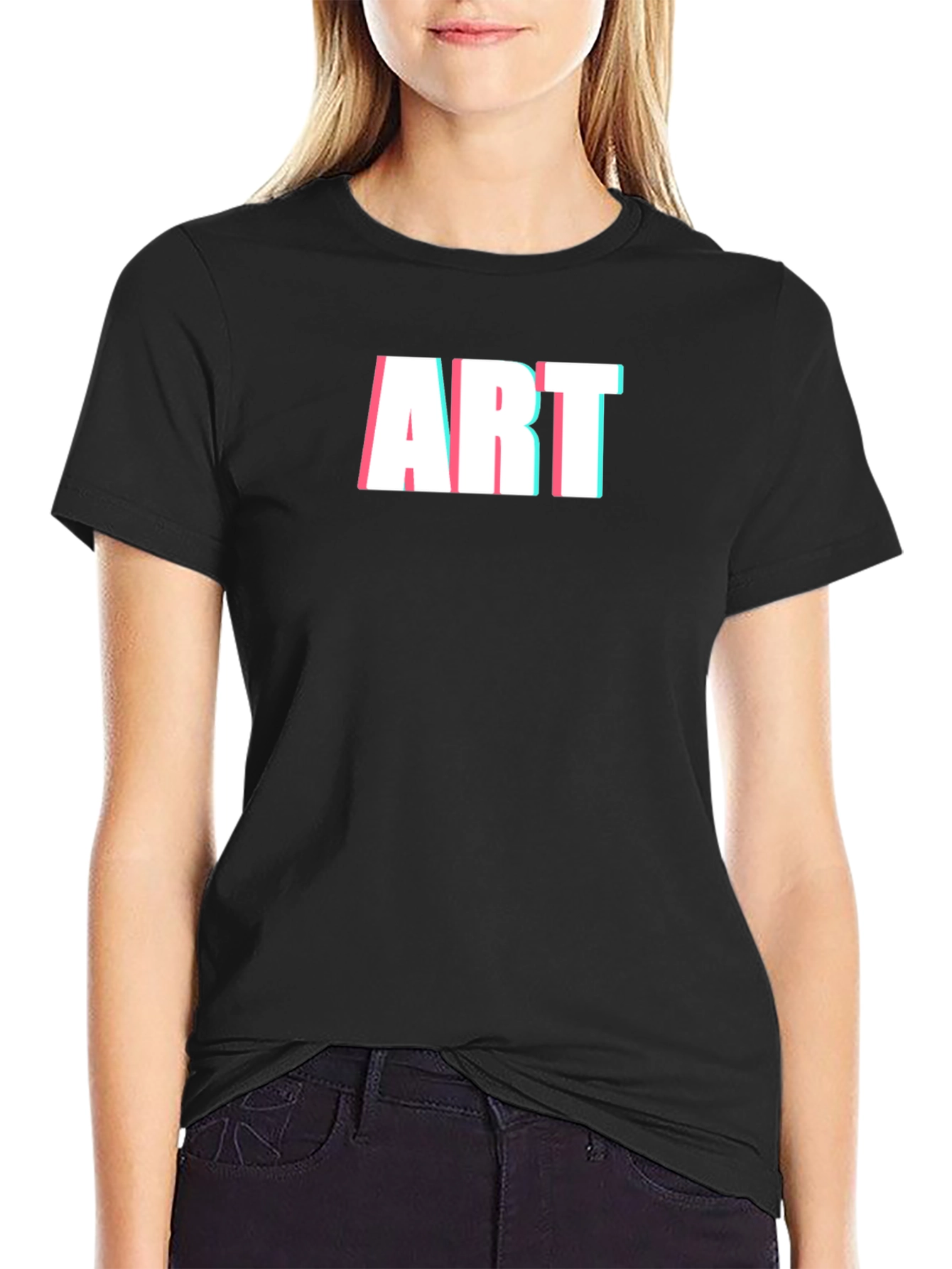 Black Art T-Shirt - Modern Glitch Style Tee view 2