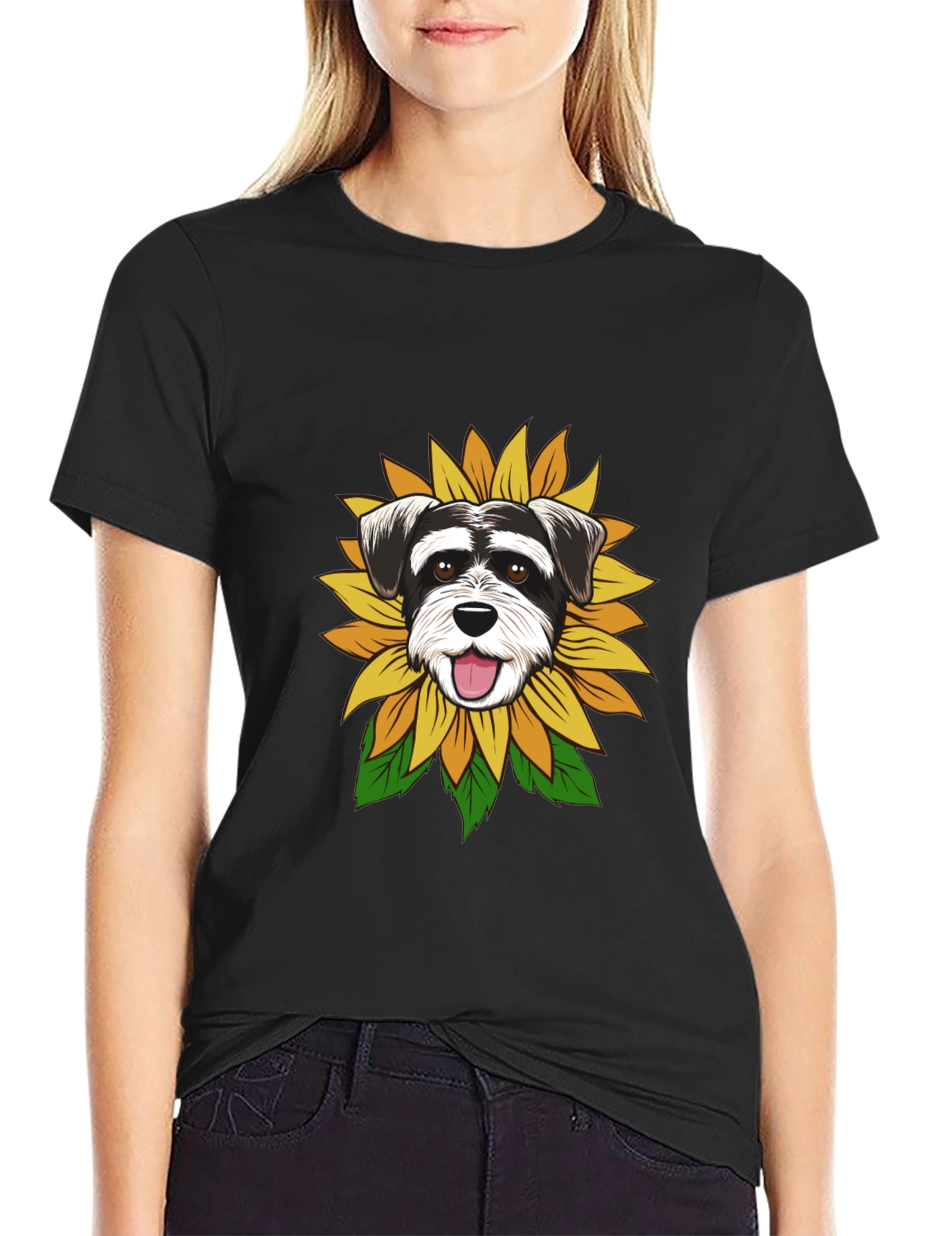 Black Dog Sunflower Graphic Tee - Black view 2