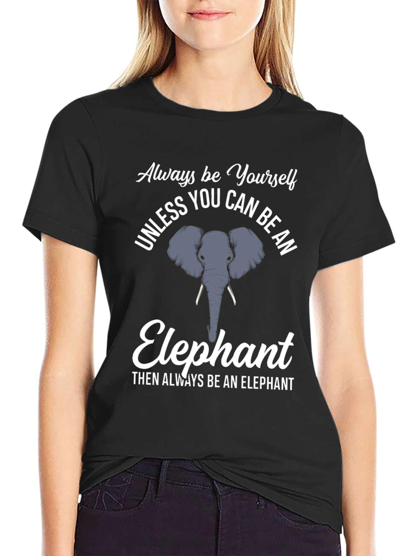 Black Be An Elephant T-Shirt, Funny Graphic Tee view 2